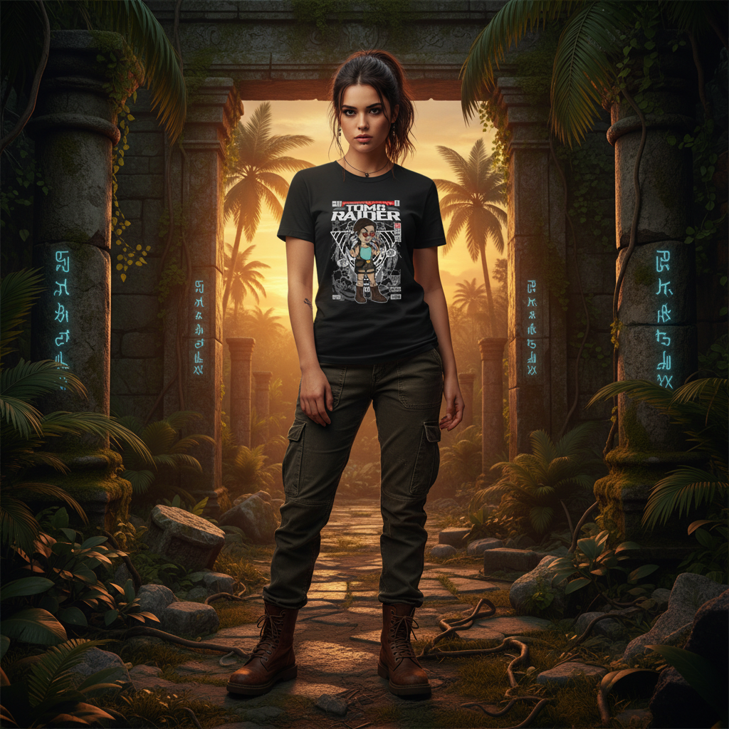 Lara Croft Tomb Raider Graphic Tee for Fans of Adventure Gaming Unisex Short Sleeve Tee