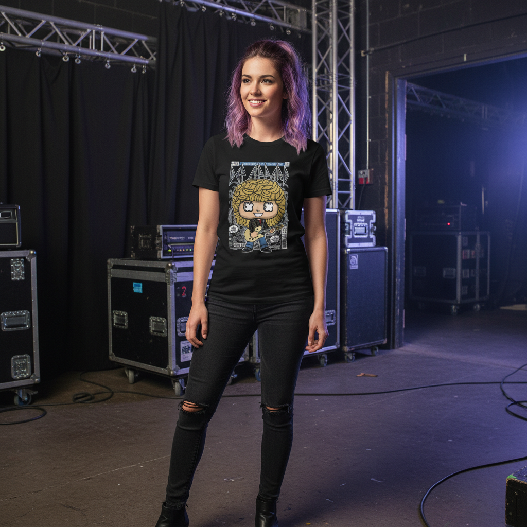 Def Leppard Rick Savage Cartoon Graphic Tee For Unisex Fans Of 1980s Rock Music And Band Merchandise