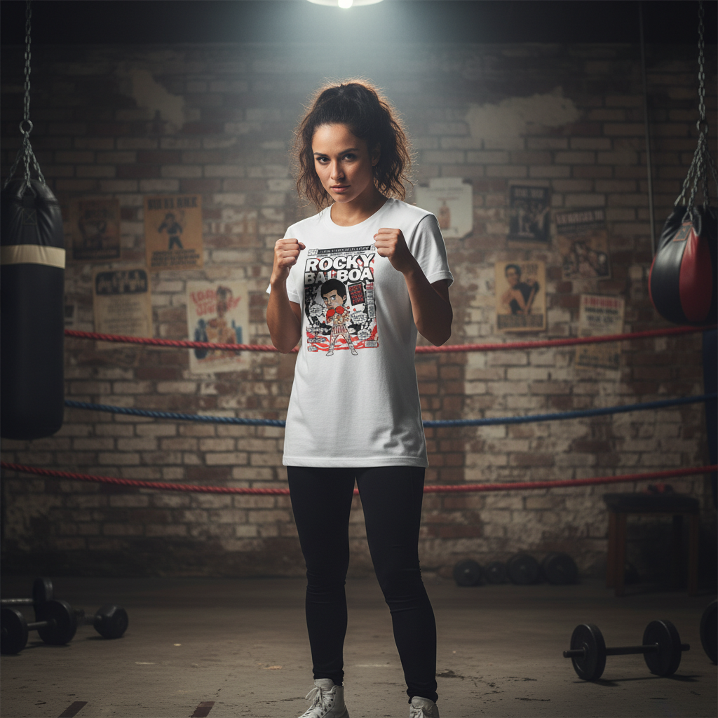 Rocky Balboa Cartoon Style Comic Book Cover Graphic T Shirt For Fans Unisex Short Sleeve Tee