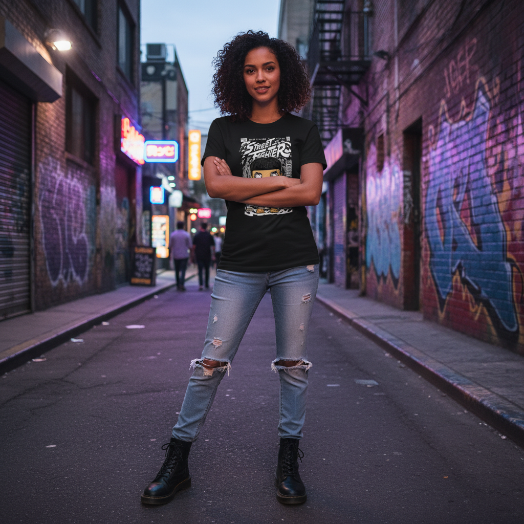 Ryu Street Fighter Chibi Graphic Unisex Tee Featuring Classic Fighting Logo And Comic Style Artwork