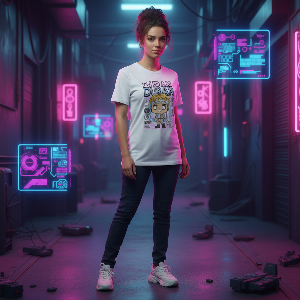 Duran Duran Band Graphic T Shirt Featuring Comic Style Artwork For Unisex Casual Wear