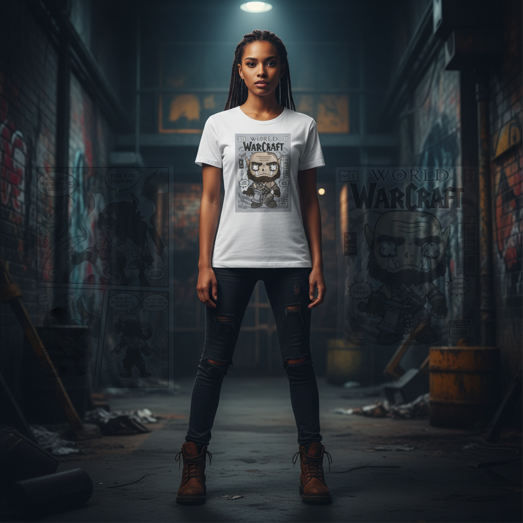 World Warcraft Inspired Graphic Unisex T Shirt With Cartoon Battle Warrior Design