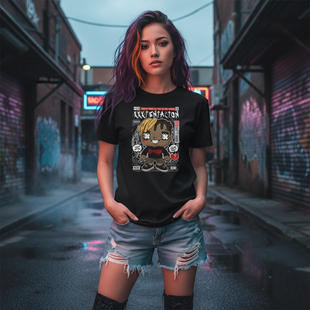 XXXTENTACION Cartoon Graphic Unisex T Shirt With Bold Streetwear Artwork Print Edition