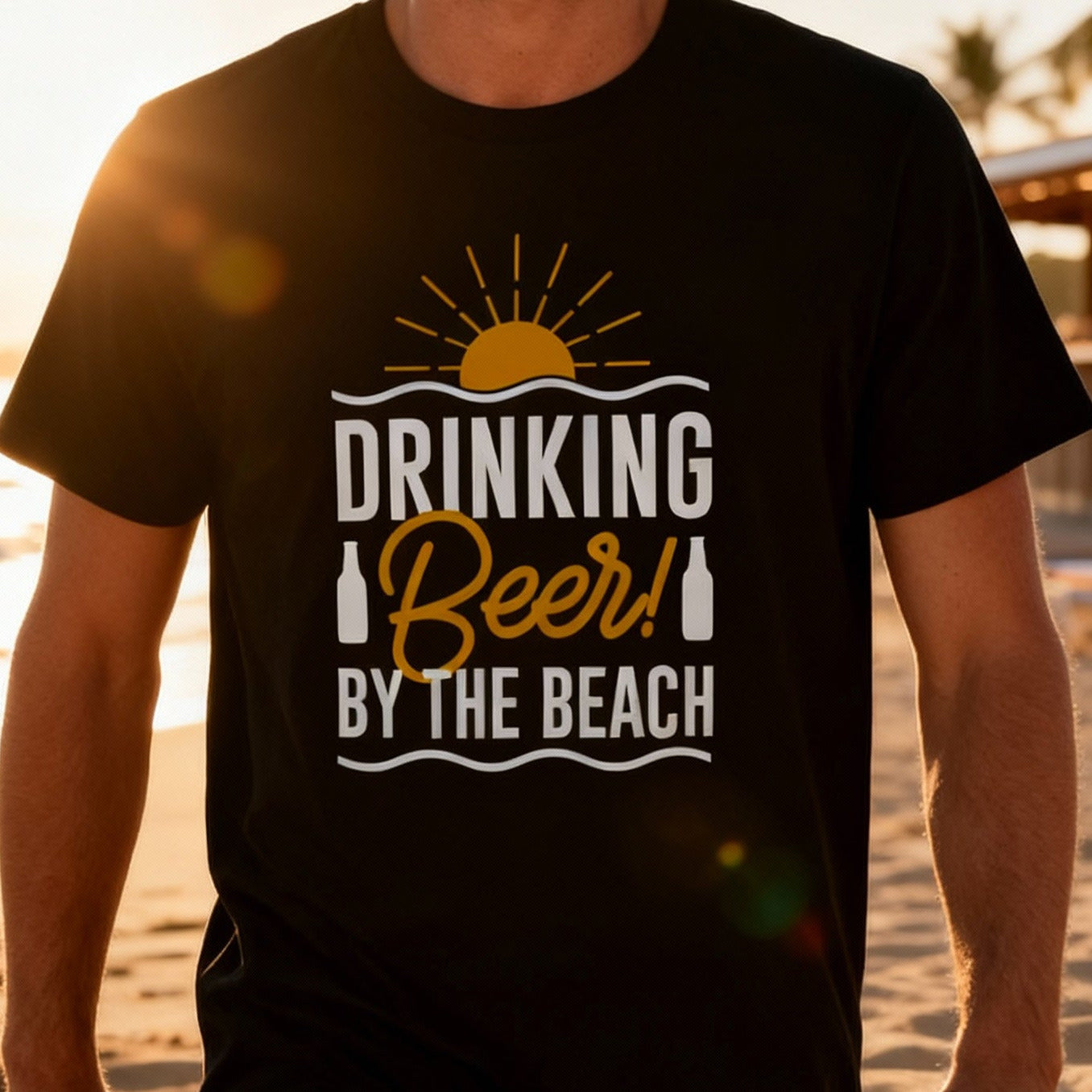 Drinking Beer By The Beach Graphic Tee