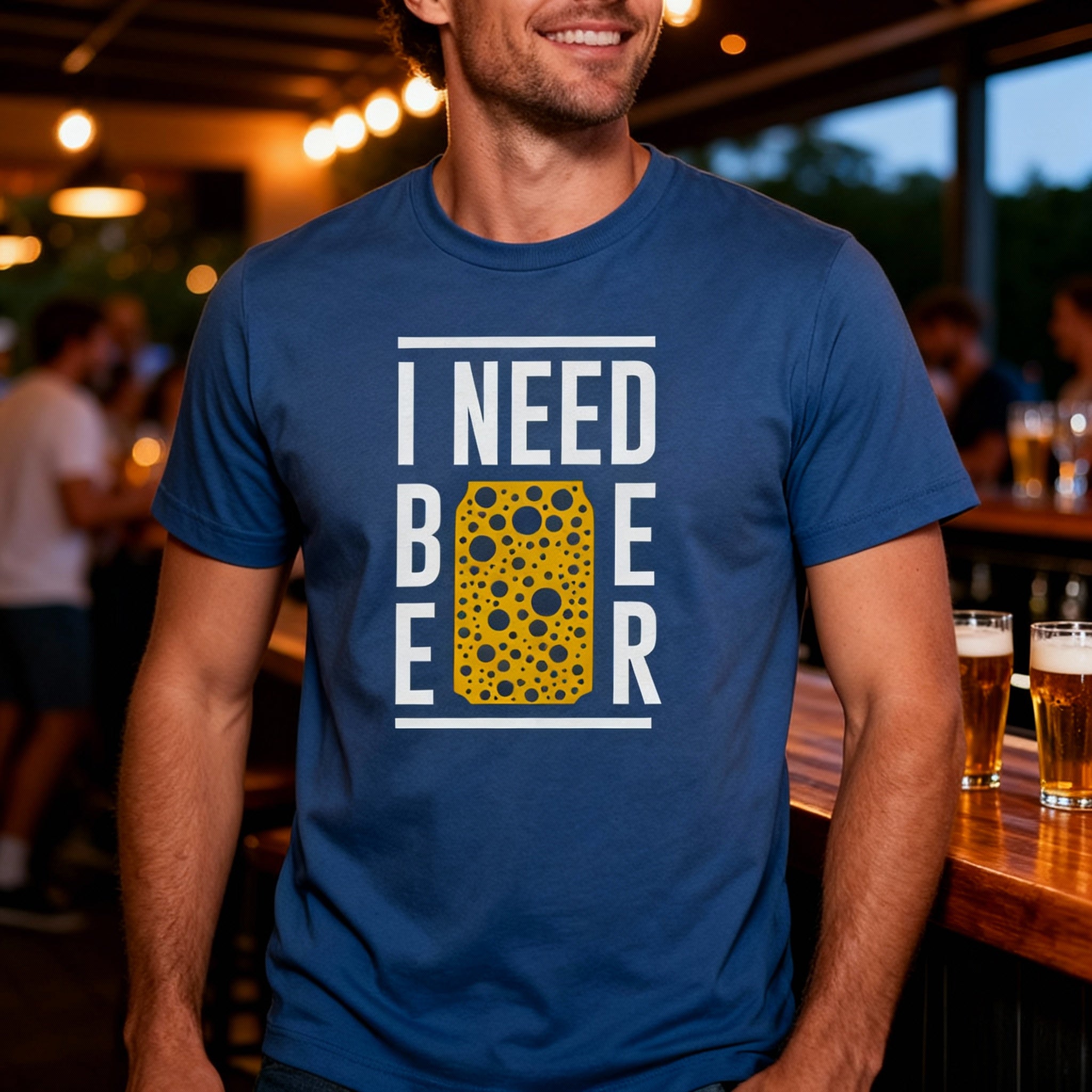 Unisex Beer Can Graphic Tee With Bubbles Design For Craft Beer Enthusiasts And Casual Wear