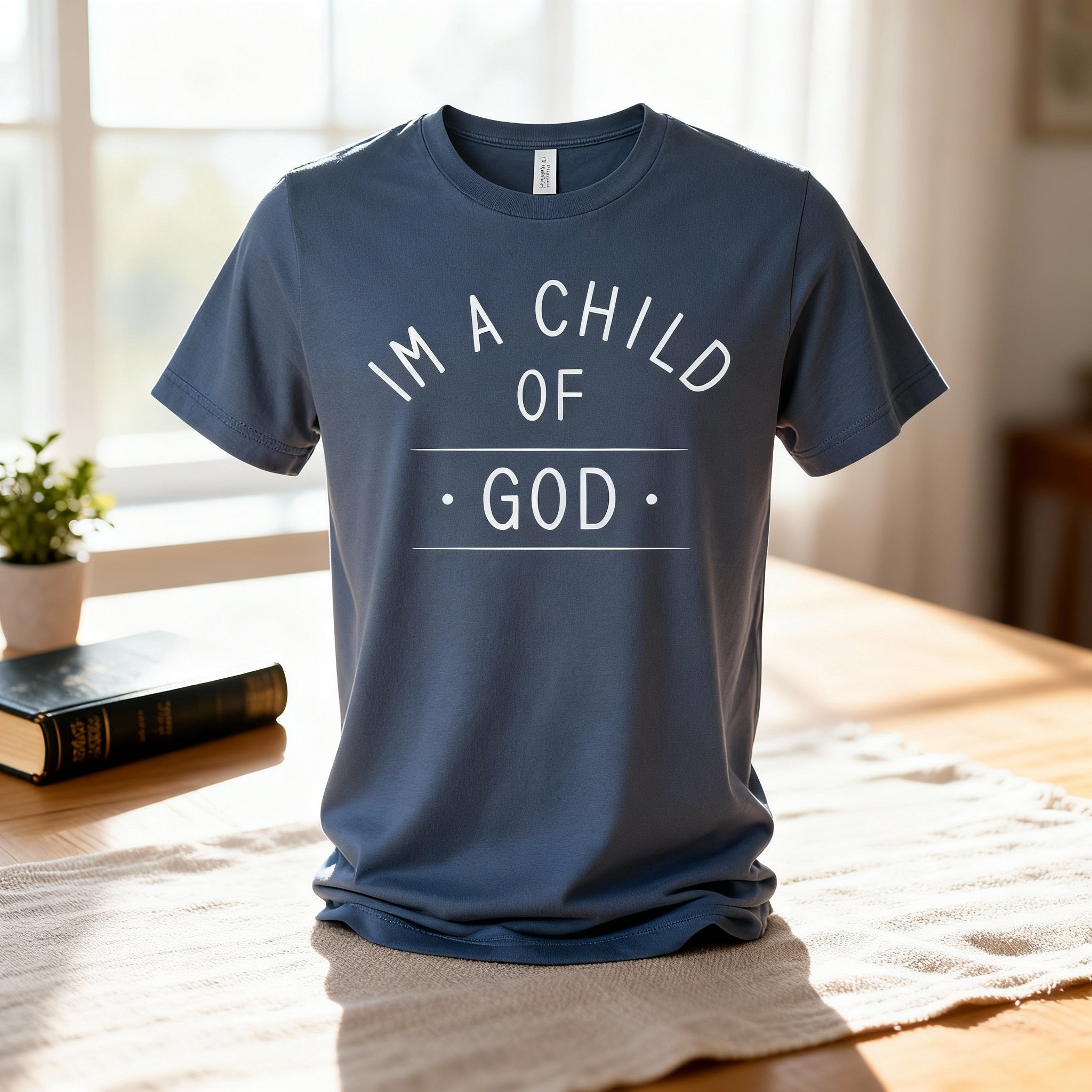Unisex Christian T Shirt With I Am A Child Of God Arch Text Design Graphic Tee Soft Fabric