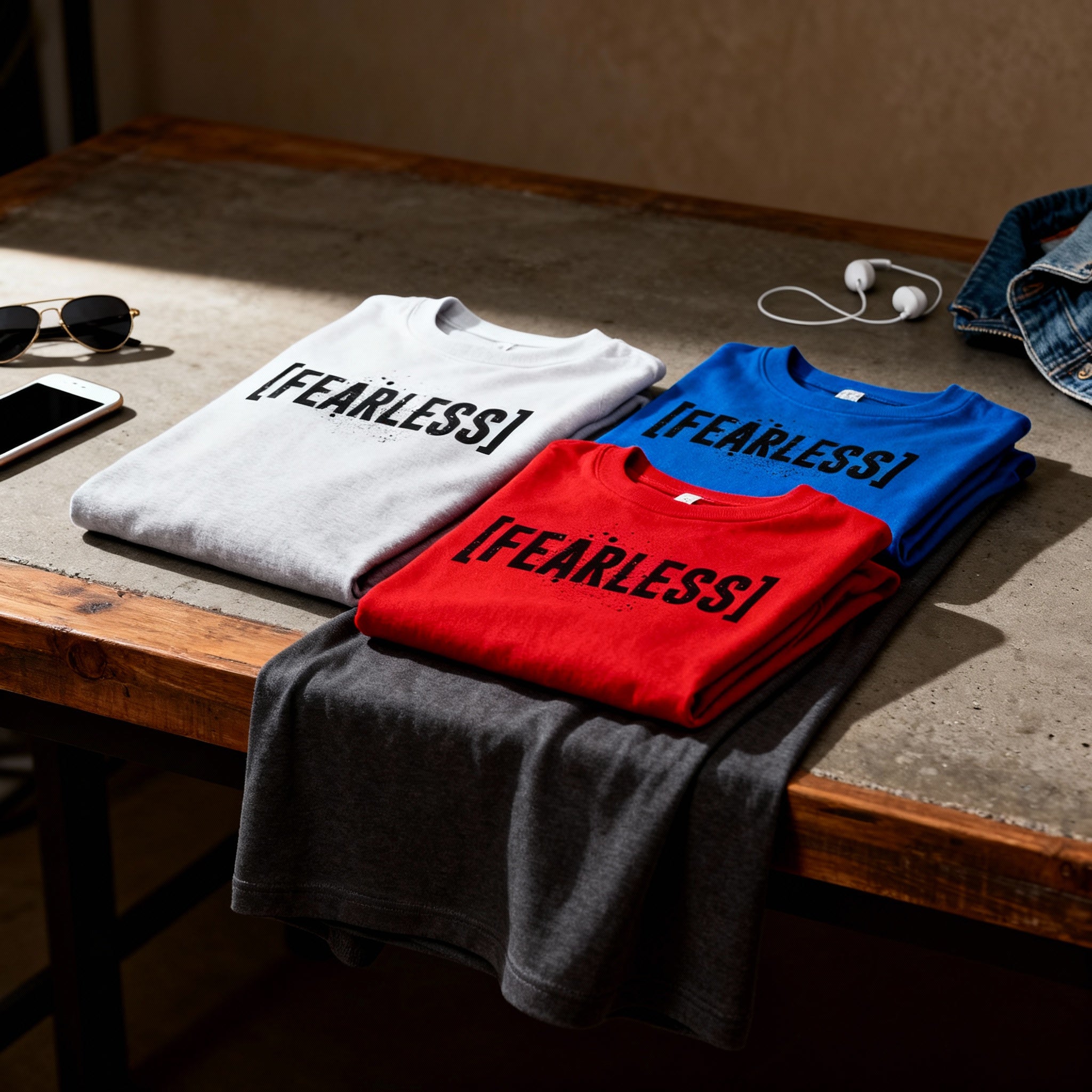 Unisex Fearless Bracketed Text Tee With Splatter Graphic Logo Front Print For Daily Wear