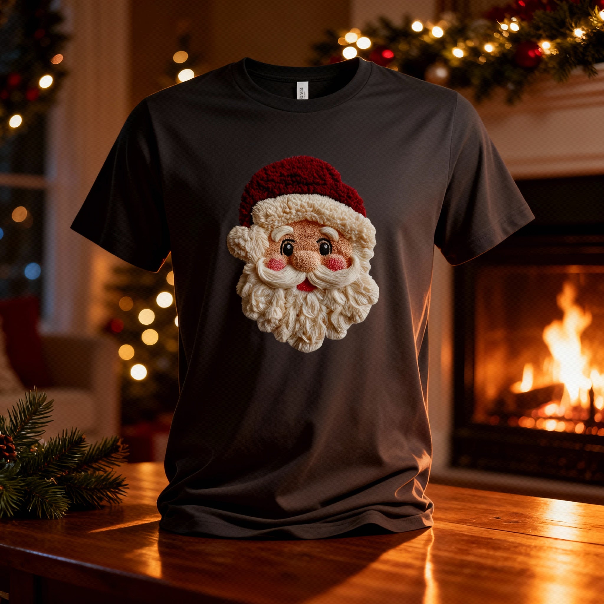 Santa Claus Face Christmas Tee For Men And Women Festive Holiday Gift