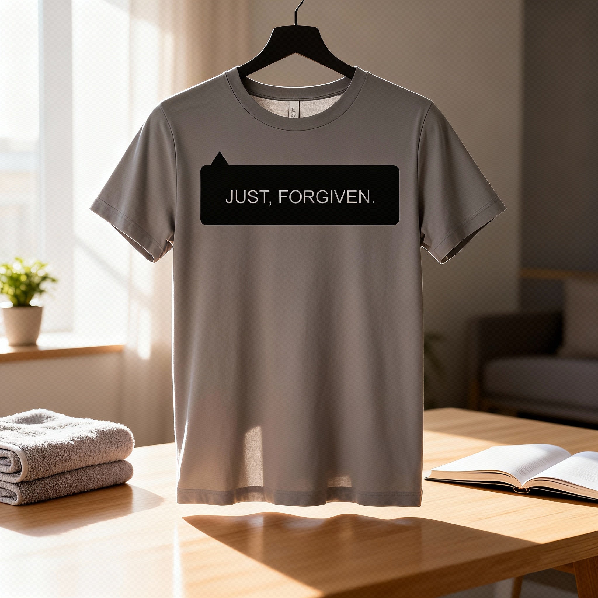 Christian Unisex T Shirt With Just, Forgiven Front Graphic Print For Everyday Wear