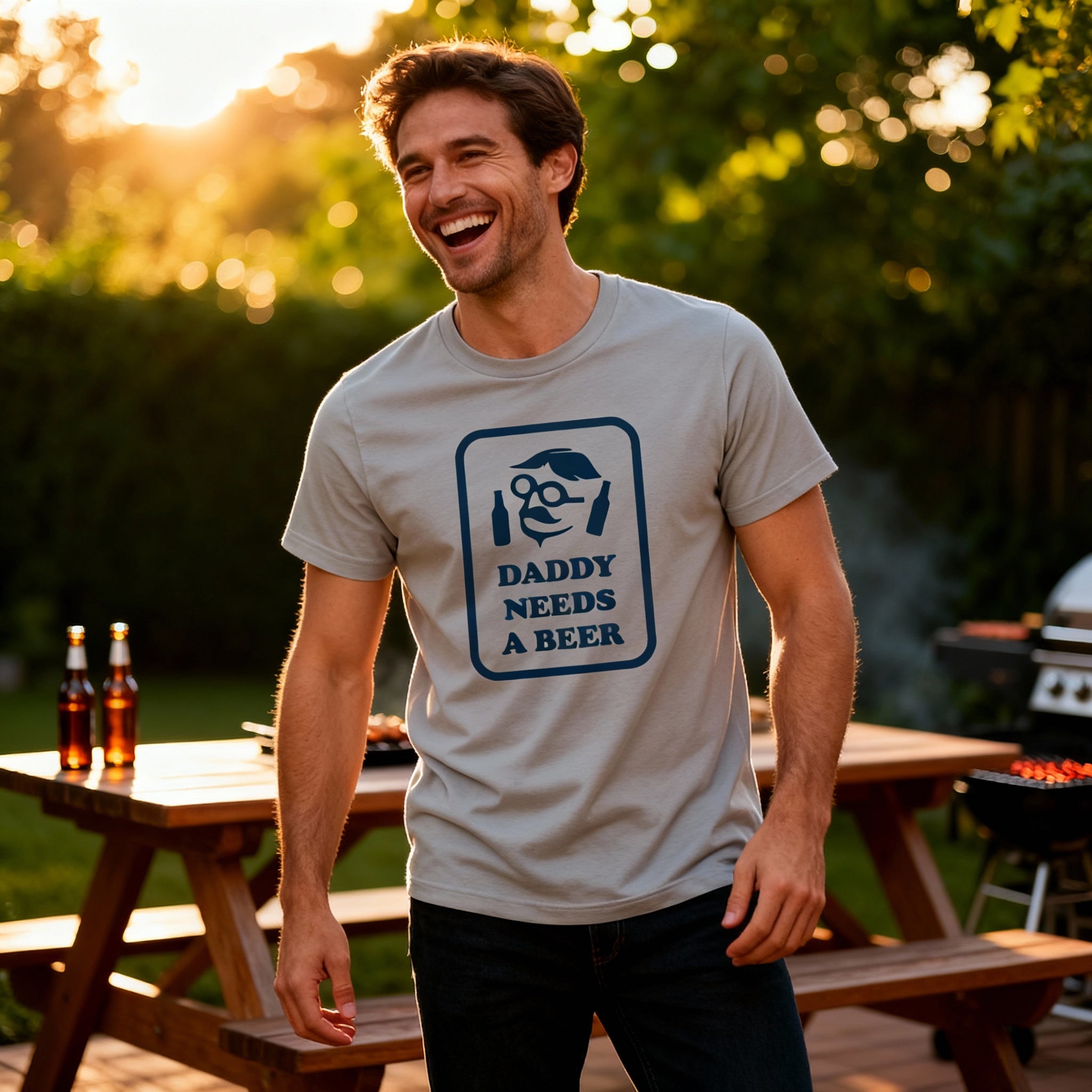 Daddy Needs A Beer Graphic T Shirt Unisex Casual Short Sleeve Tee For Everyday Casual Wear