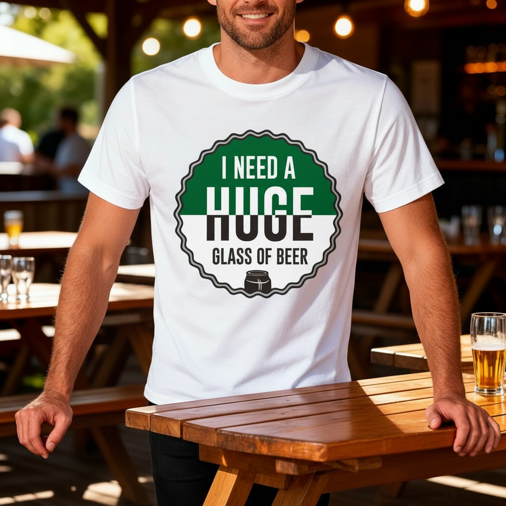 I Need A Huge Glass Of Beer Graphic Tee For Men And Women Unisex Short Sleeve Shirt