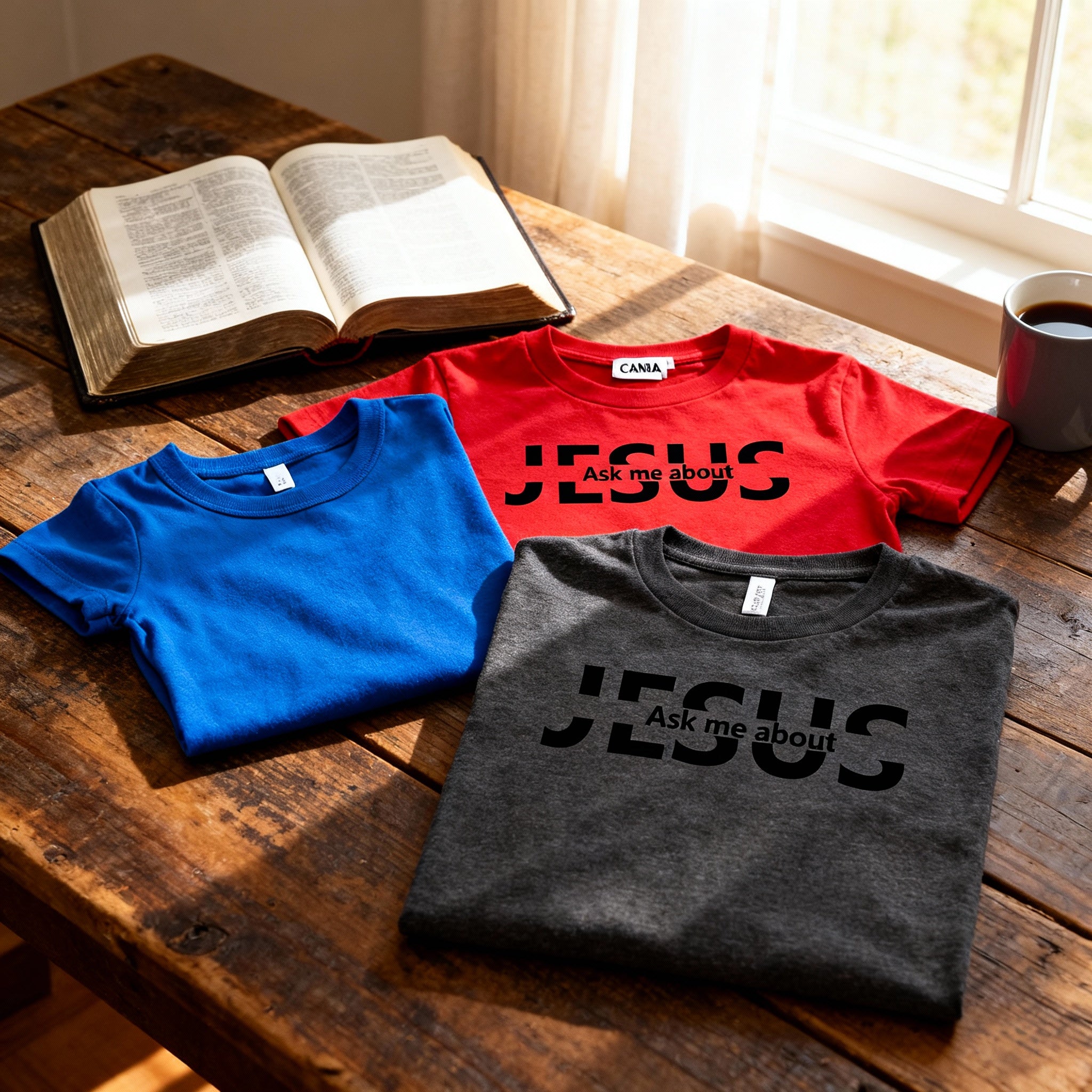 Unisex Christian Tee With Ask Me About Jesus Graphic On Front For Everyday Casual Wear