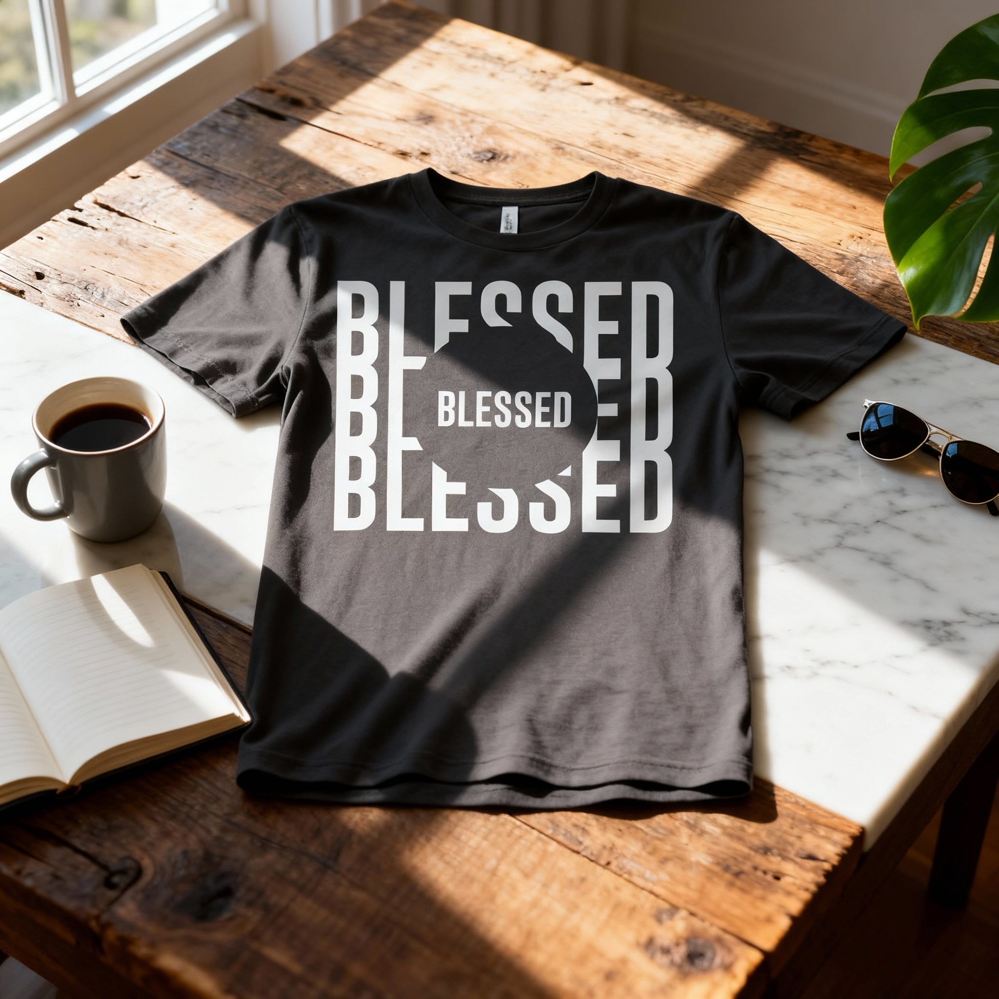 Blessed Christian Unisex T Shirt With Circular Blessed Graphic Design Print On Front