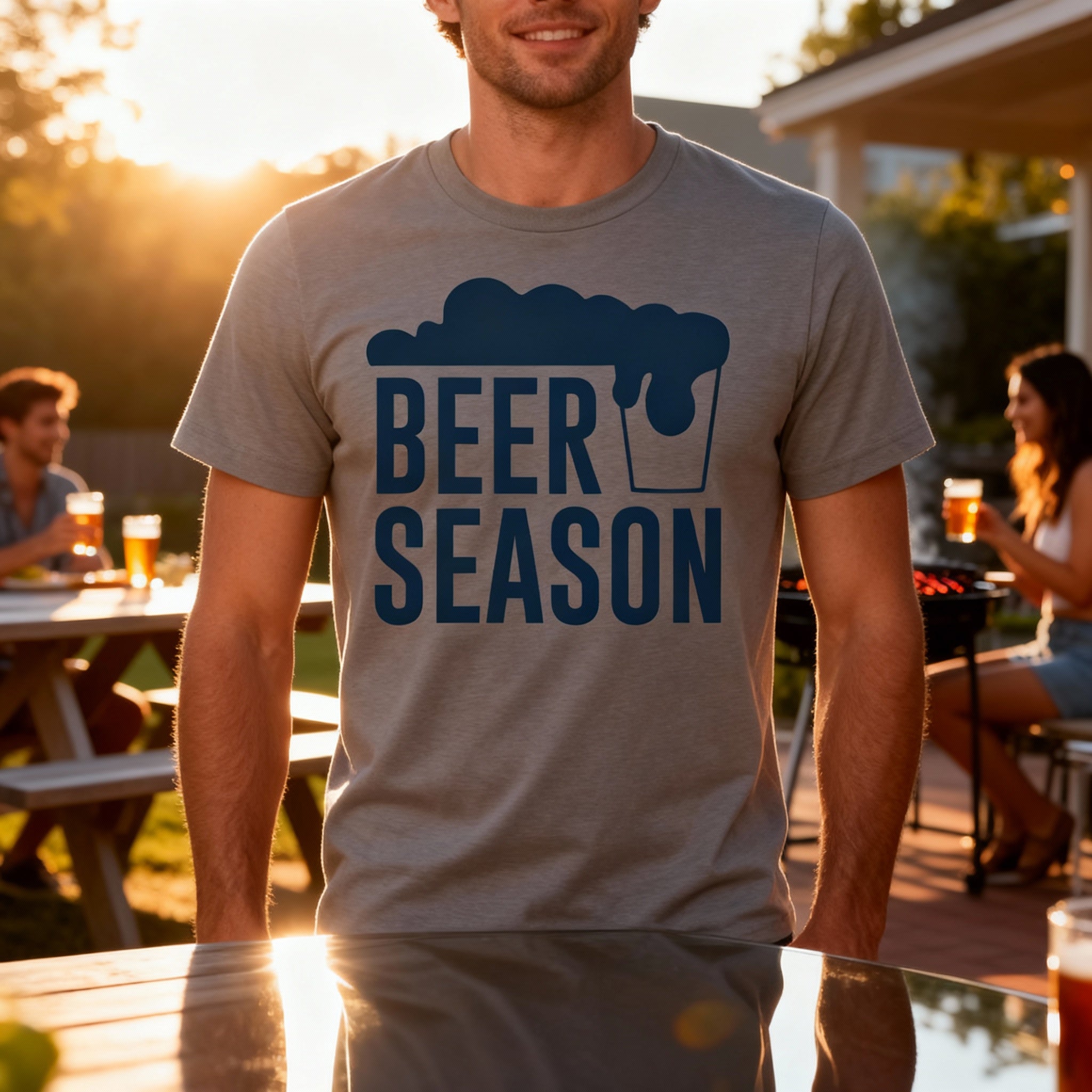 Beer Season Graphic Unisex Short Sleeve Tee With Foam Over Beer Glass Logo For Beer Lovers