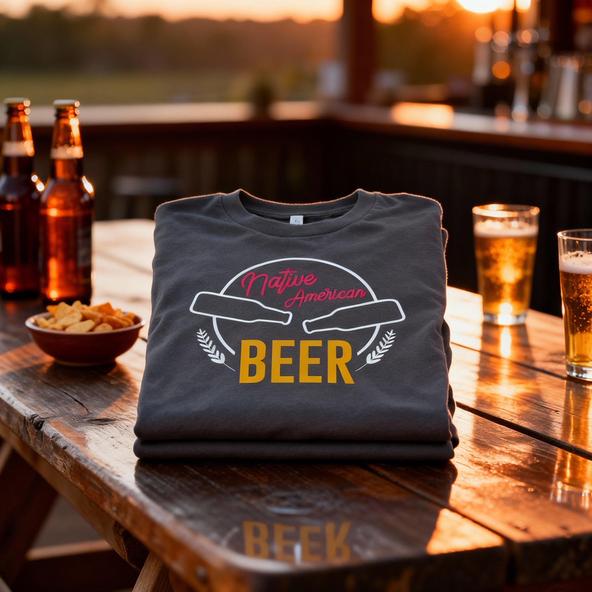 Native American Beer Graphic T Shirt For Unisex Short Sleeve Casual Wear And Everyday Use