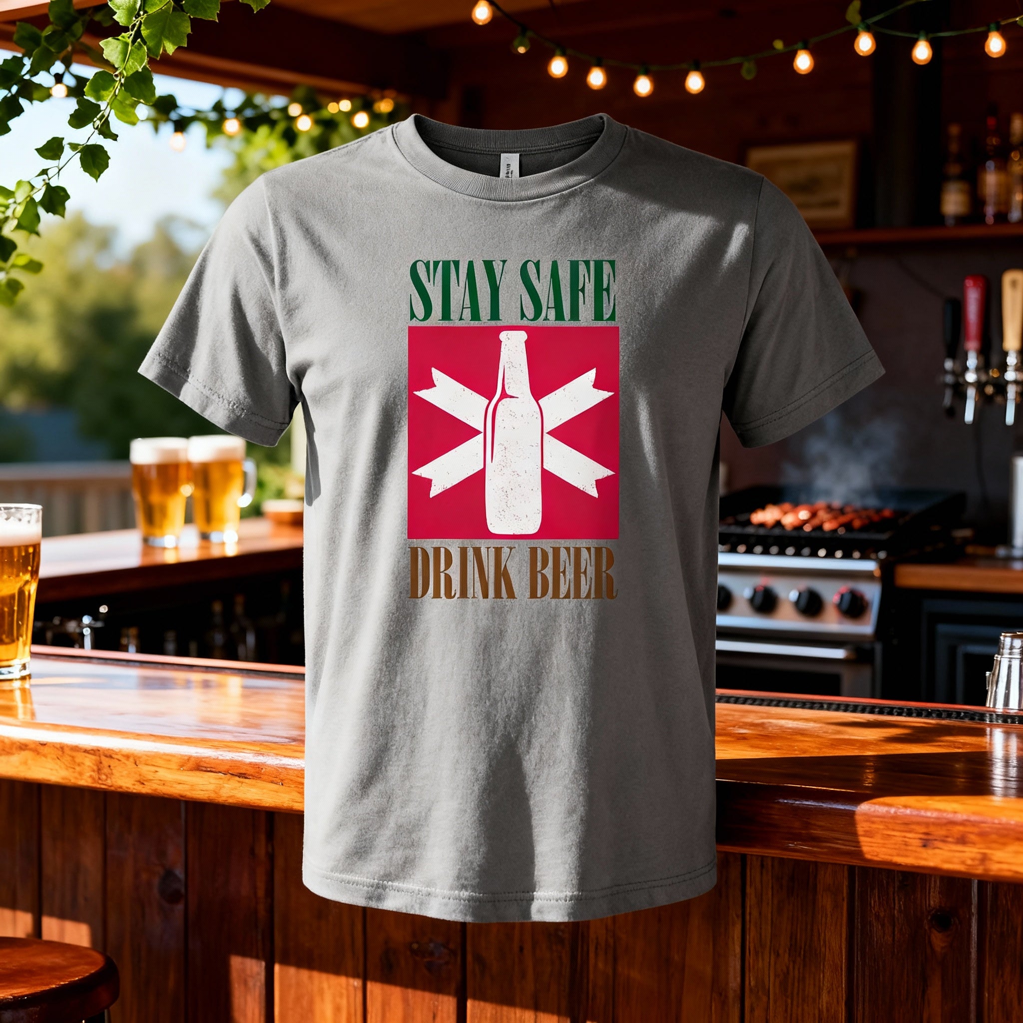 Stay Safe Drink Beer Unisex Graphic T Shirt