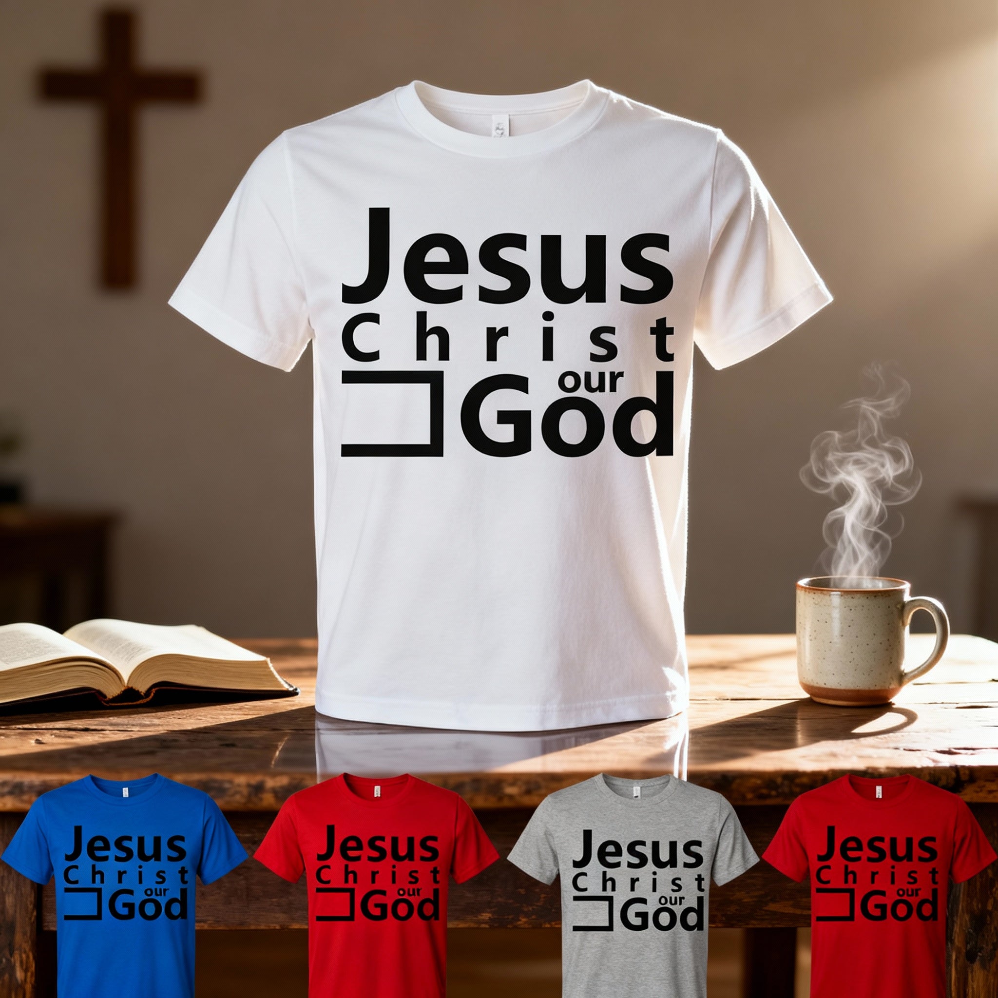 Unisex Christian T Shirt Featuring Jesus Christ Our God Artwork Graphic Tee For Faith and Belief