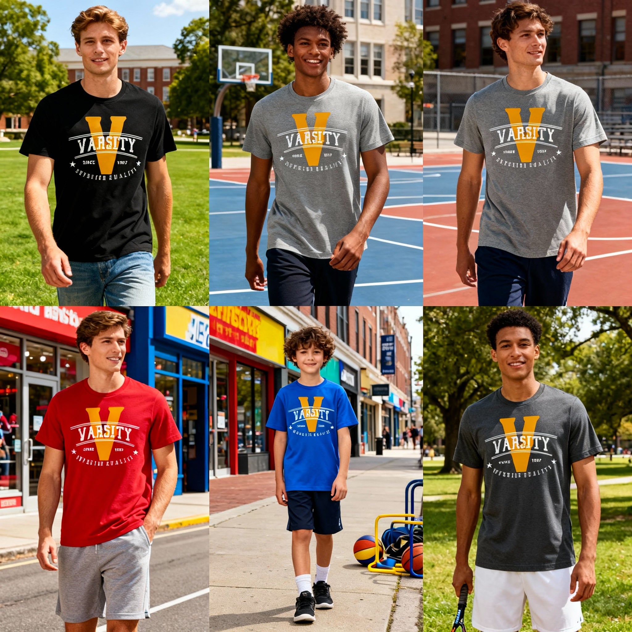 Varsity V Graphic T Shirt Unisex Short Sleeve Tee With Vintage Style Logo Print