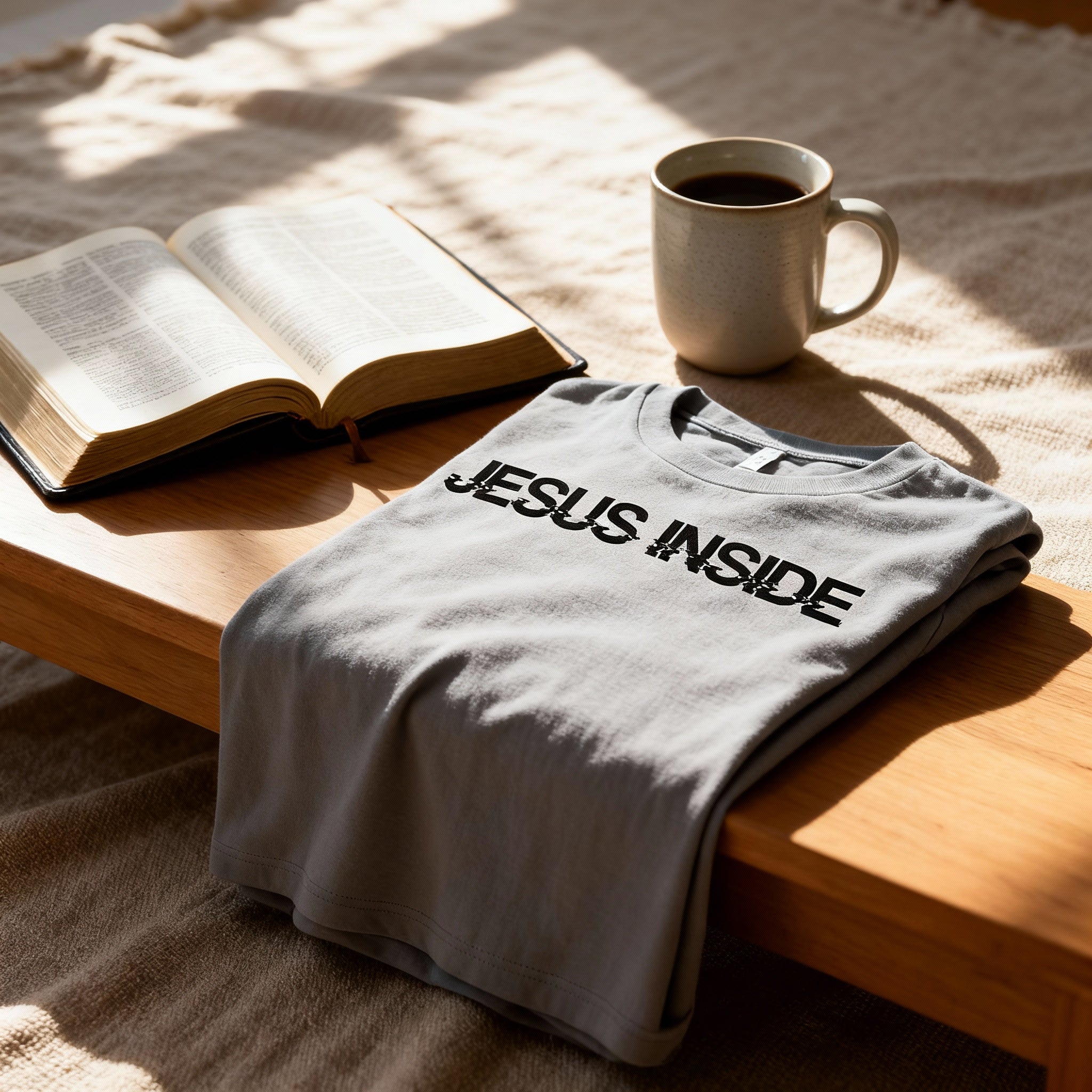 Jesus Inside Glitch Text Graphic Unisex T Shirt For Christian Faith Enthusiasts Apparel