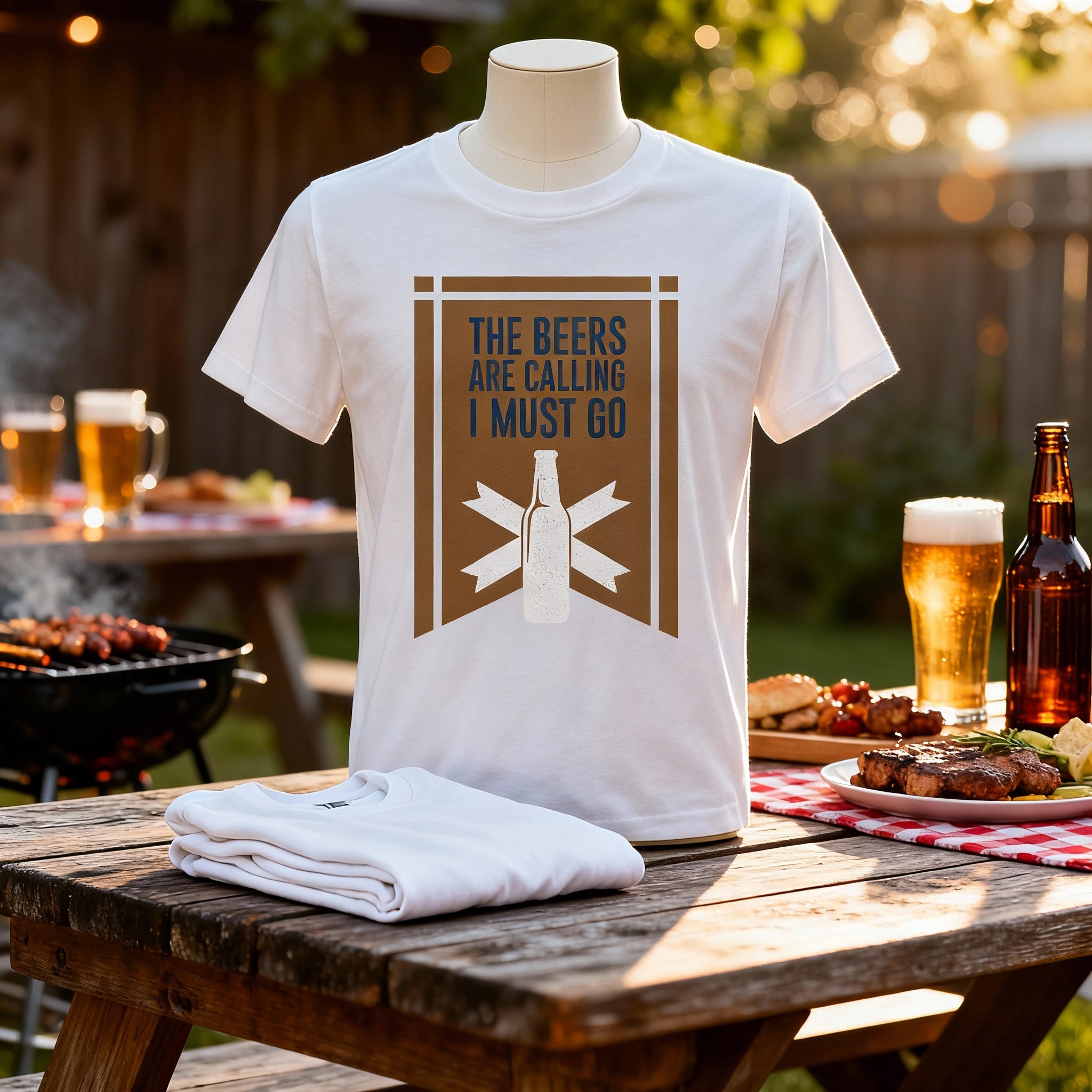 Unisex Beer T Shirt With Beers Are Calling I Must Go Graphic Design Featuring Bottle And Retro Banner