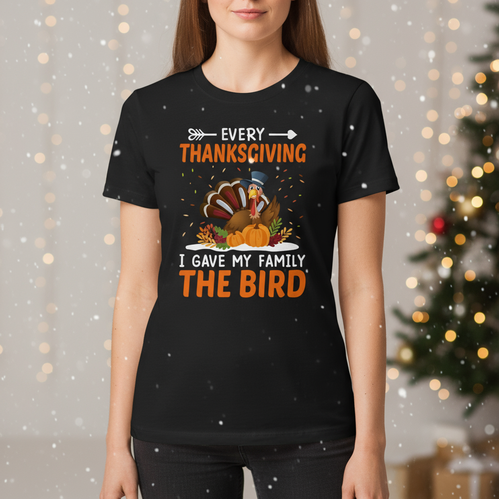 Every Thanksgiving I Gave My Family The Bird Funny Turkey Unisex T Shirt Graphic Tee