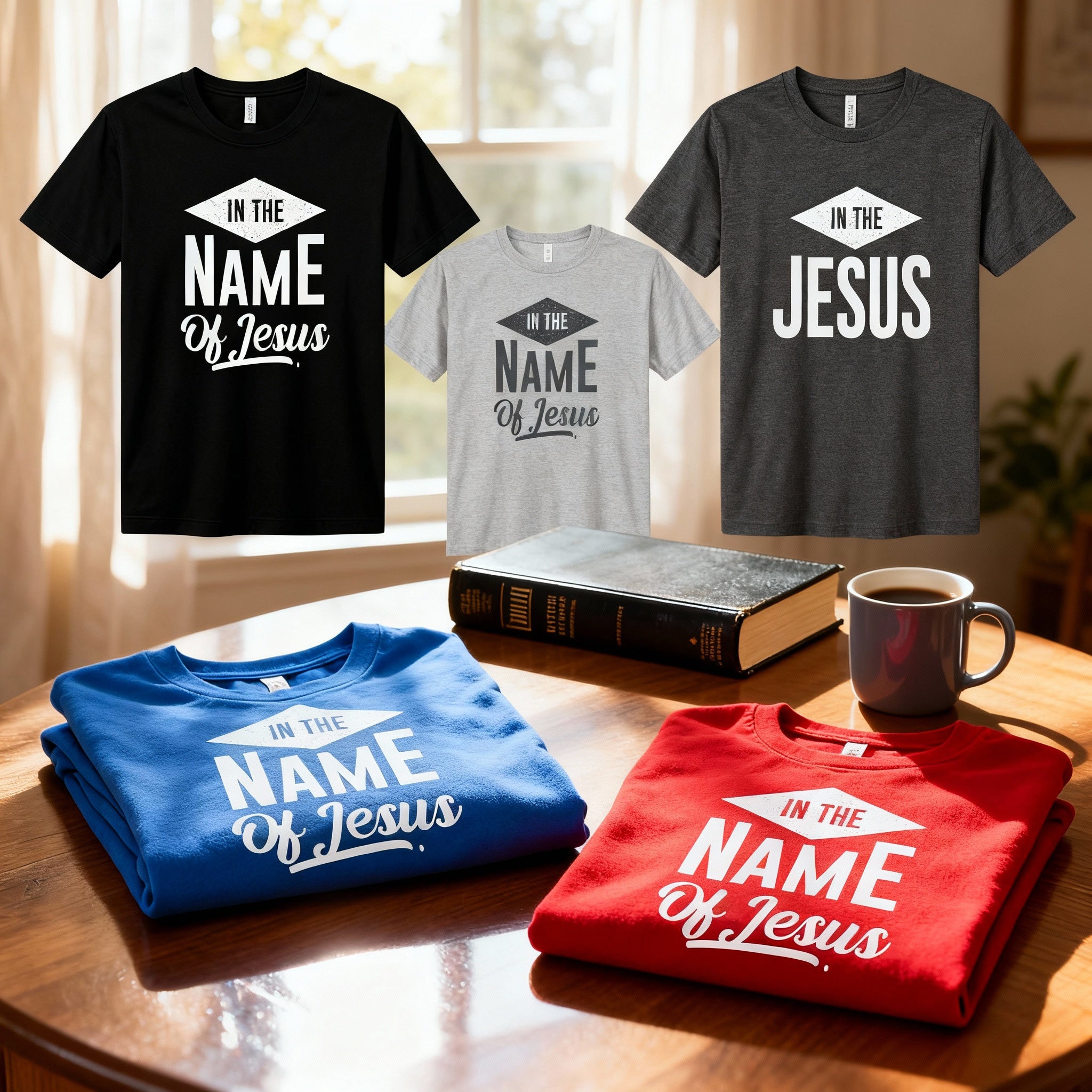Unisex Christian T Shirt With In The Name Of Jesus Graphic Design Bible Verse Tee