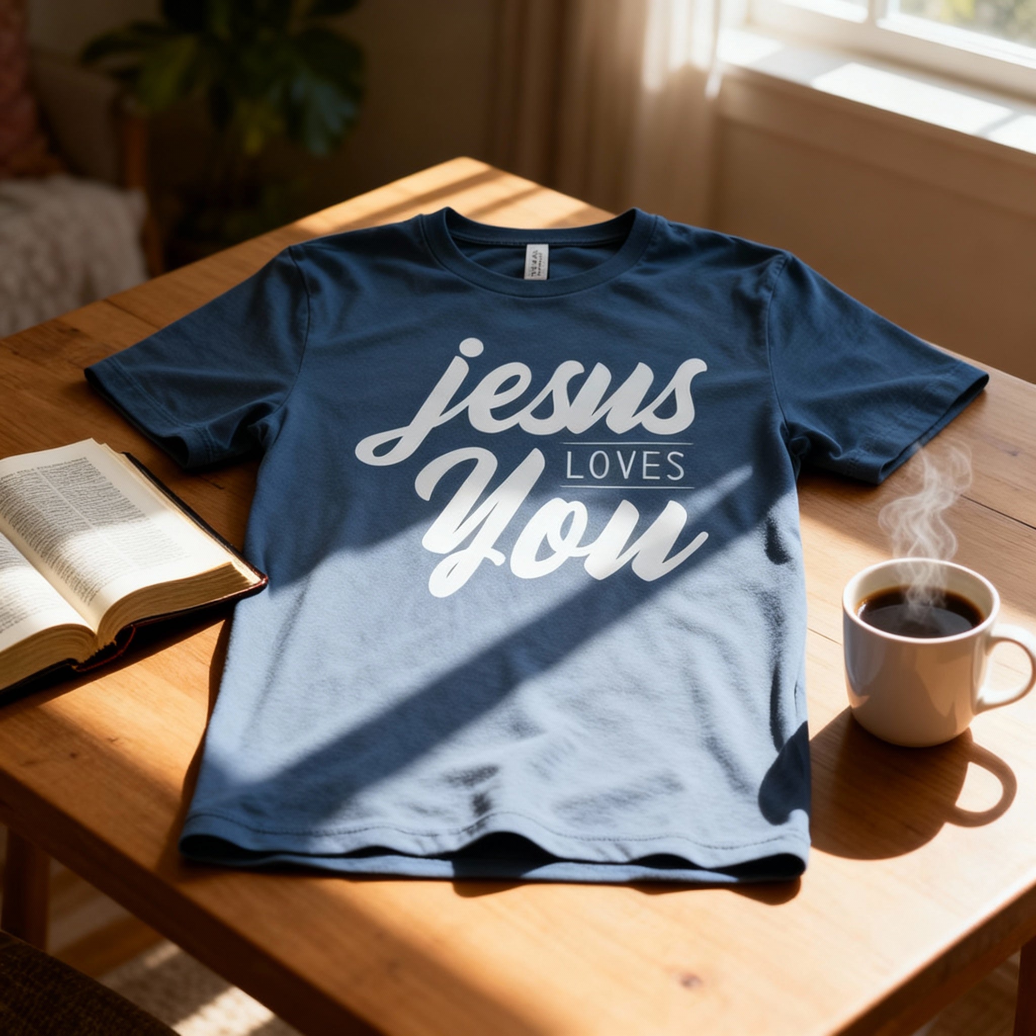 Jesus Loves You Unisex Christian T Shirt With Script Typography Graphic Print Design