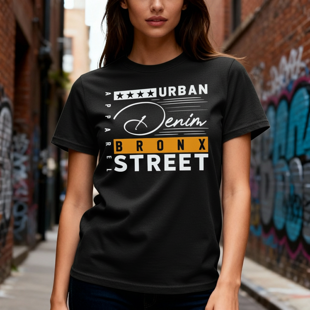 Urban Denim Bronx Street Graphic T Shirt Unisex Cotton Short Sleeve Casual Wear Edition