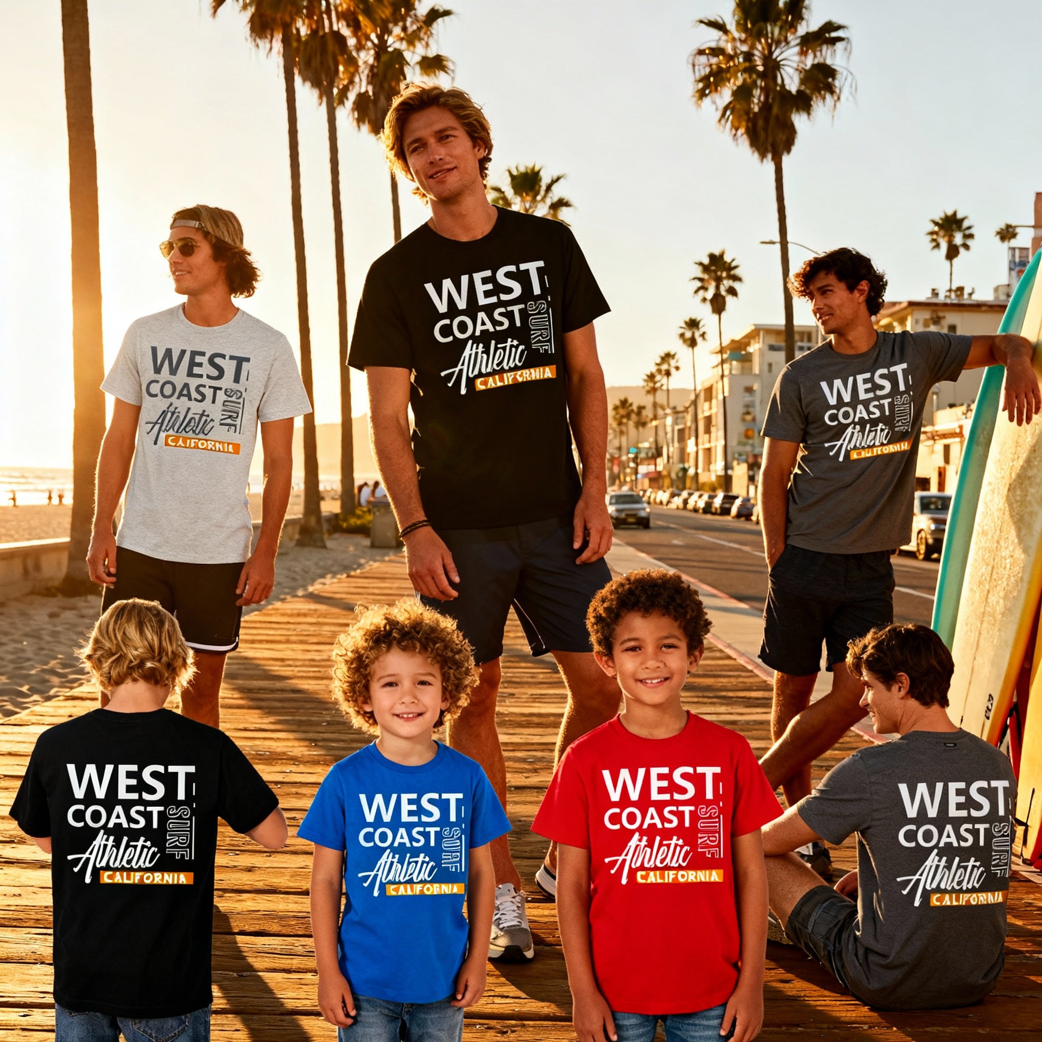 West Coast Surf Graphic T Shirt California Athletic Unisex Tee Short Sleeve