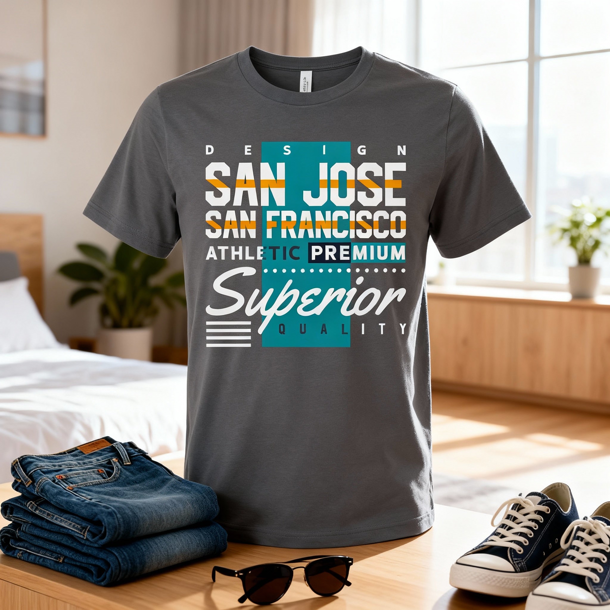 Unisex Graphic Tee Featuring San Jose And San Francisco City Design With Athletic Style