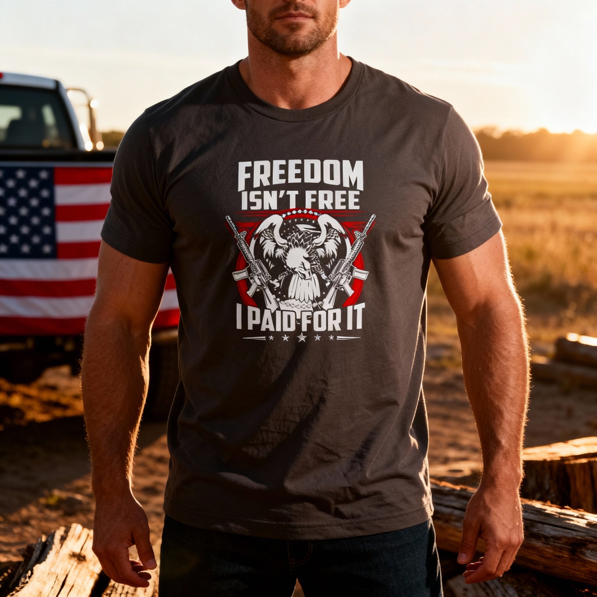 Freedom Isn't Free I Paid For It Unisex T Shirt With Military Veteran Graphic And Emblem