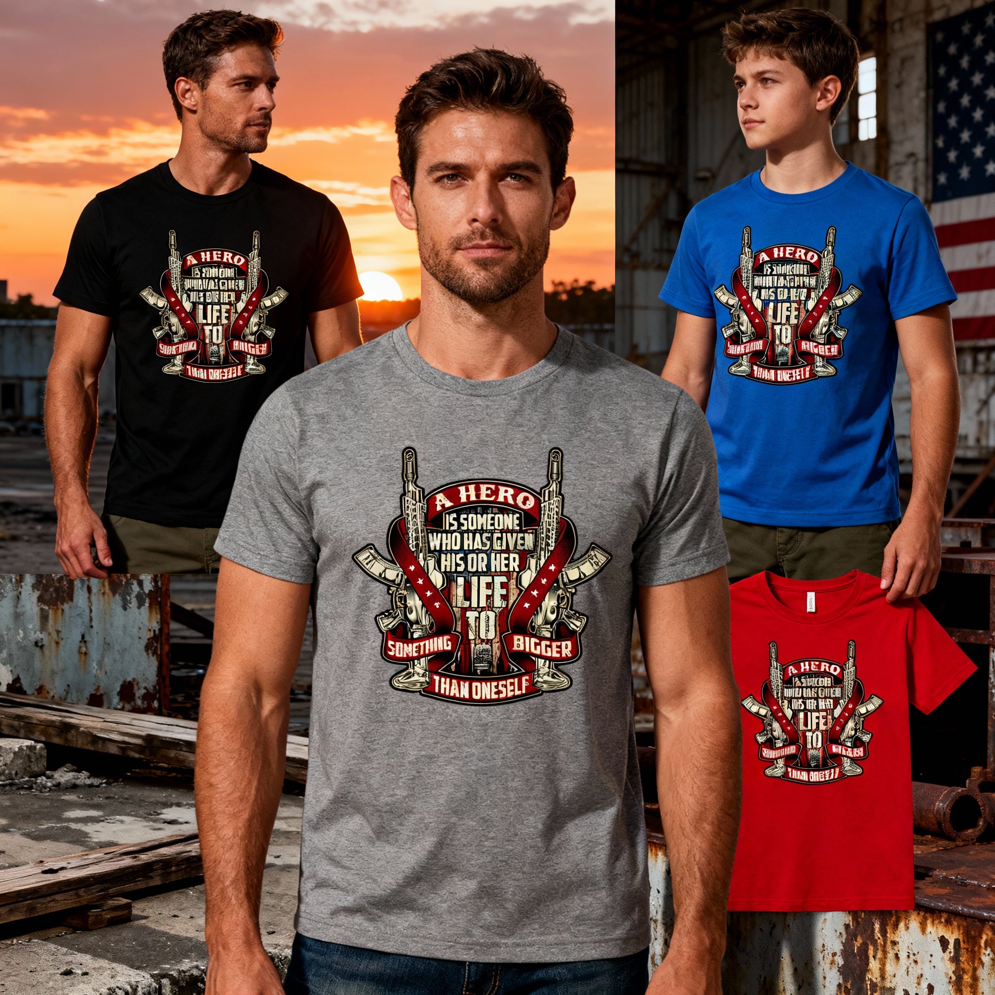 Veteran Unisex T Shirt Featuring Hero Quote Graphic With Military Emblem Design Artwork
