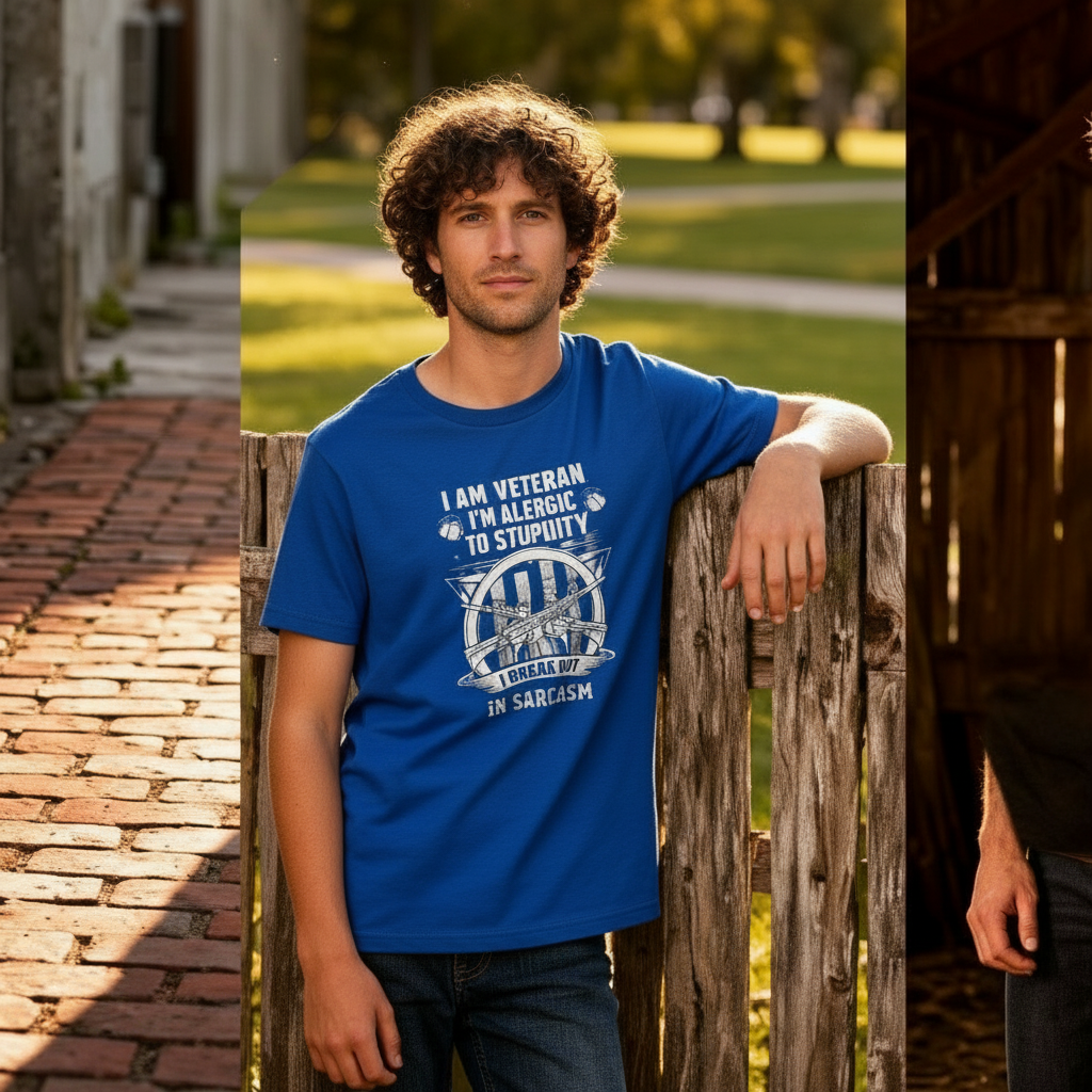 Veteran Unisex Tee I Am A Veteran I Am Allergic To Stupidity I Break Out In Sarcasm Graphic Shirt