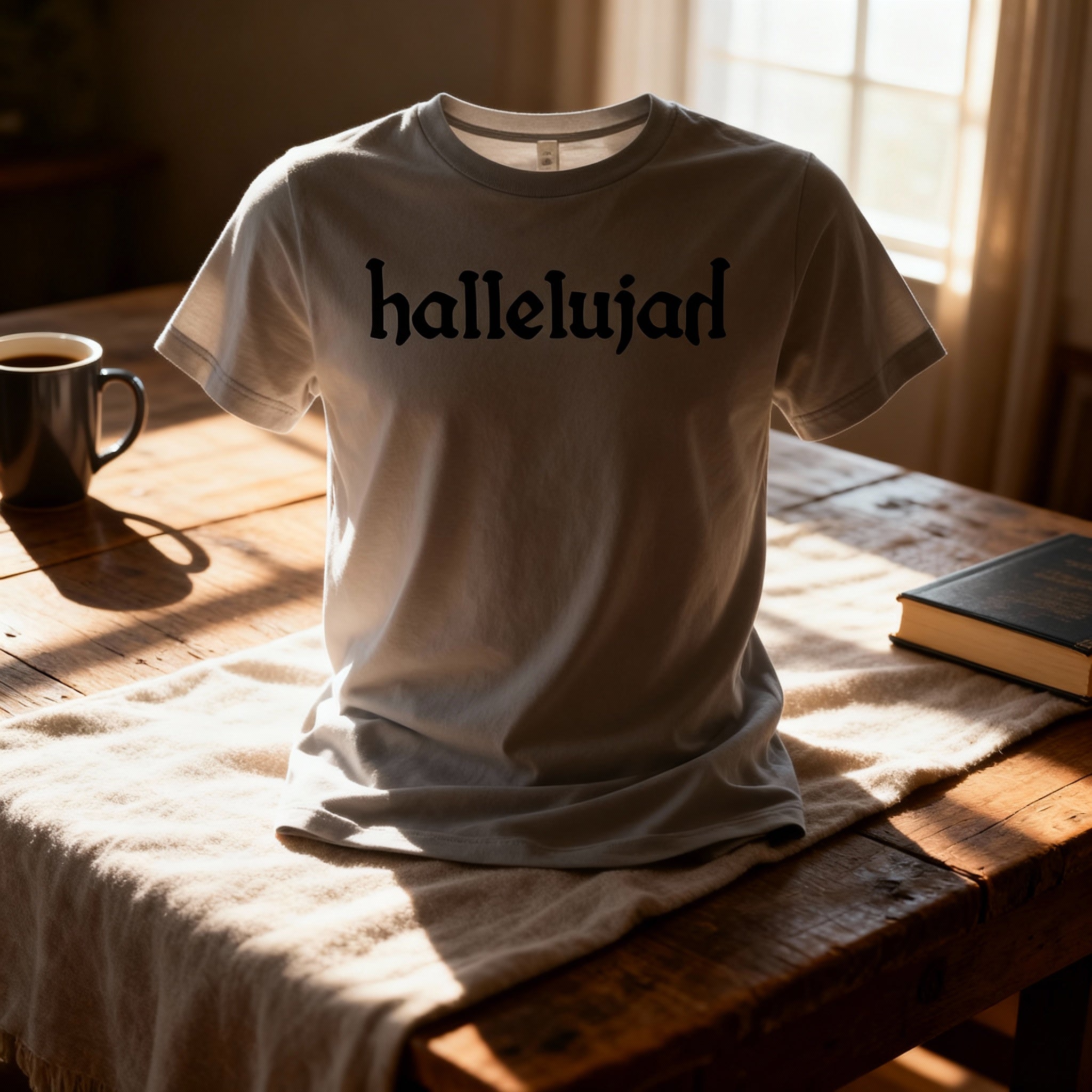 Hallelujah Christian Unisex T Shirt With Bold Script Print For Faith And Spiritual Wear