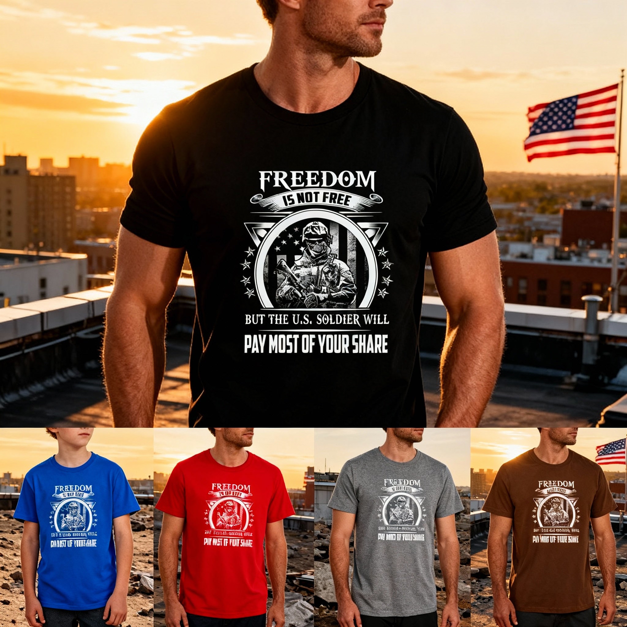 Unisex Freedom Is Not Free US Soldier Graphic Tee