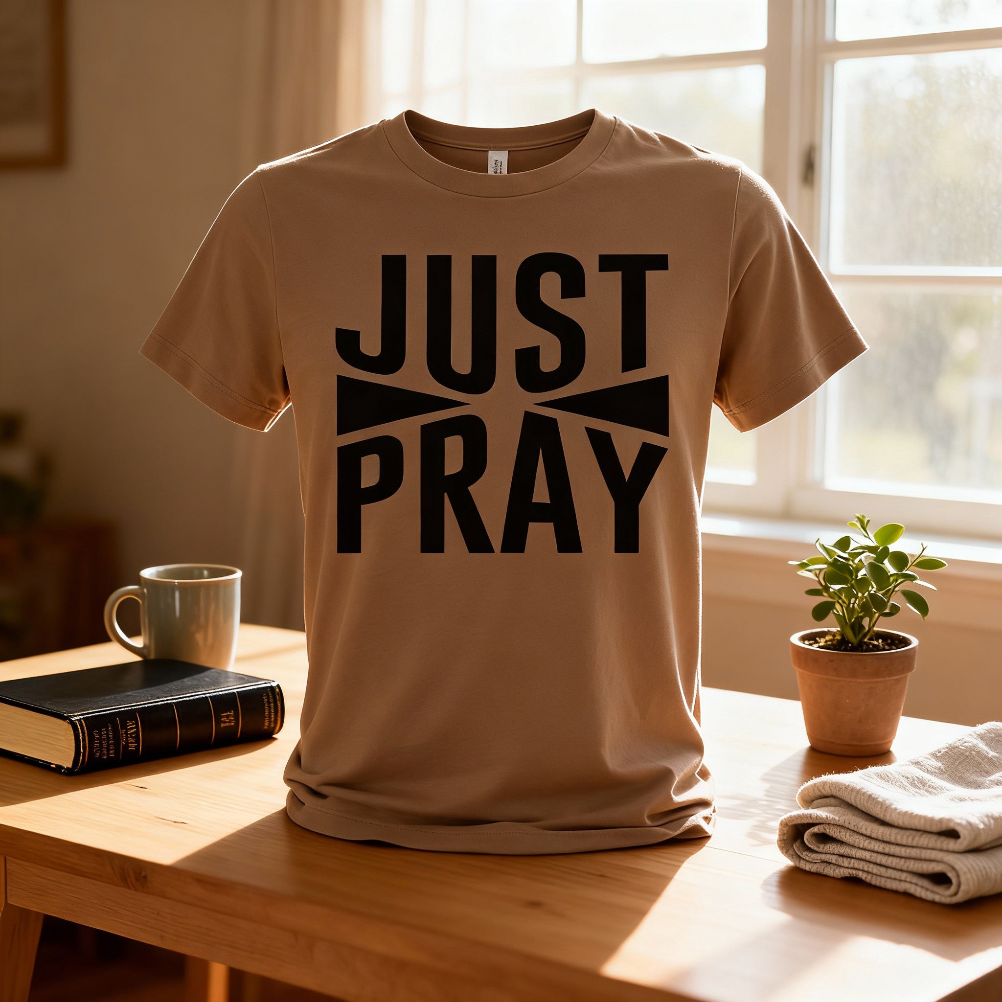 Just Pray Graphic T Shirt for Christians Unisex Faith Inspired Prayer Tee for Everyday Wear