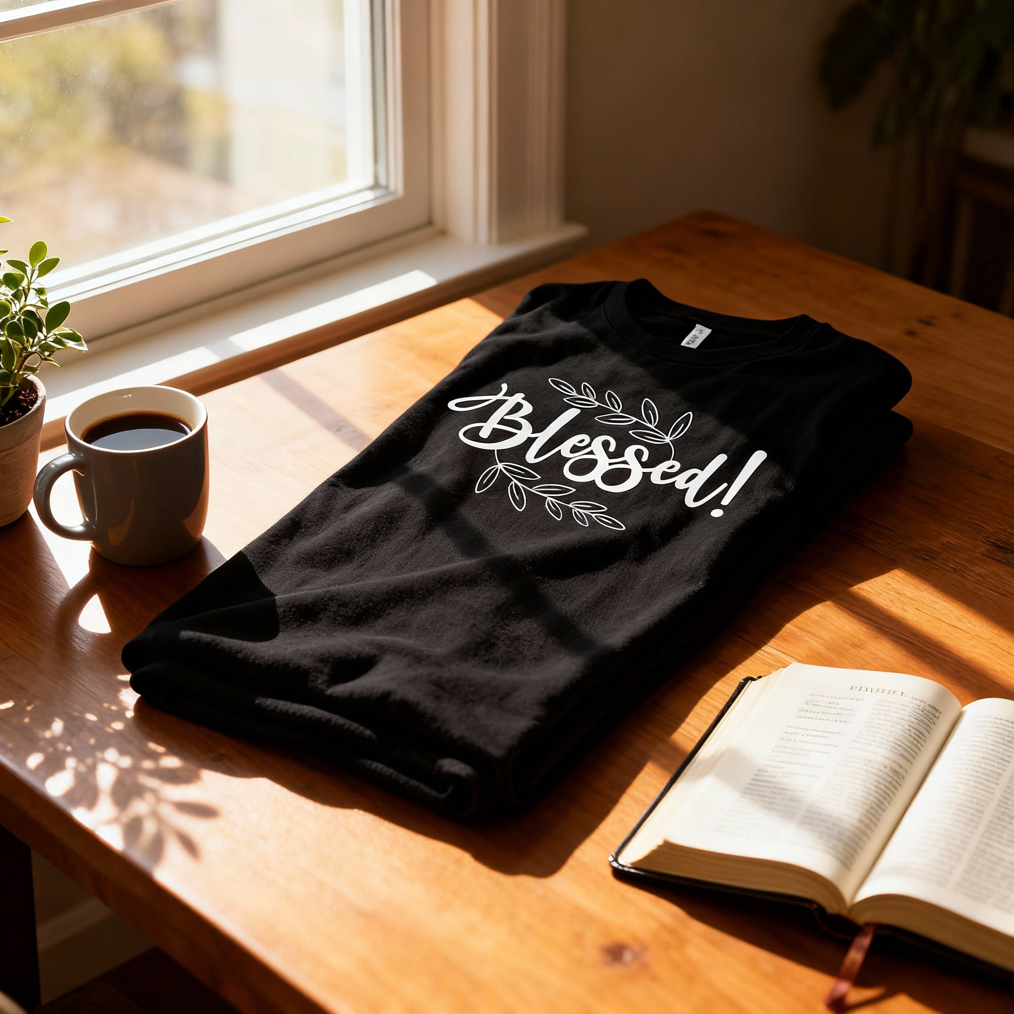 Blessed Christian Unisex T Shirt With Leaf Motif