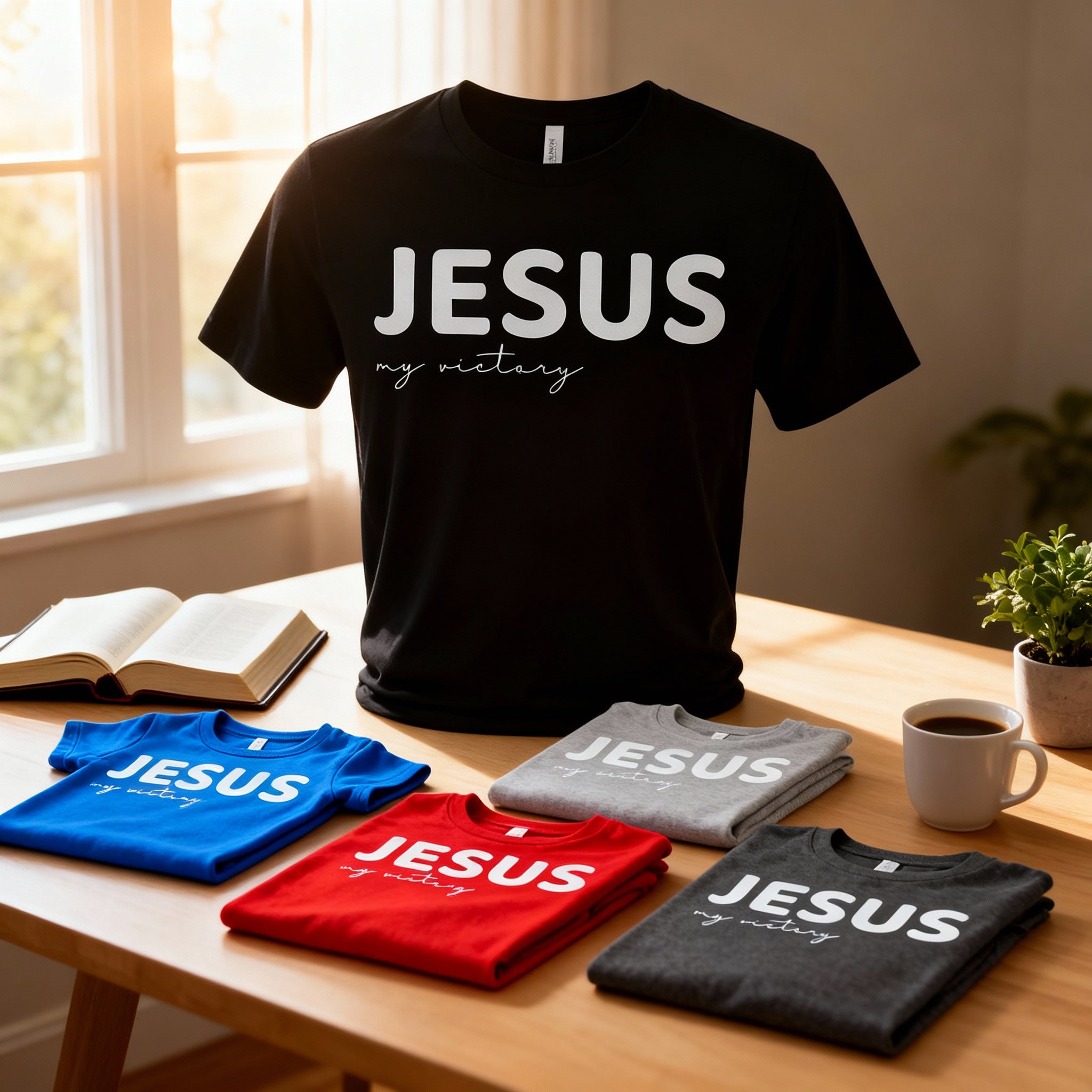 Jesus My Victory Unisex Christian T Shirt With Bold Jesus Print And Script Text Design