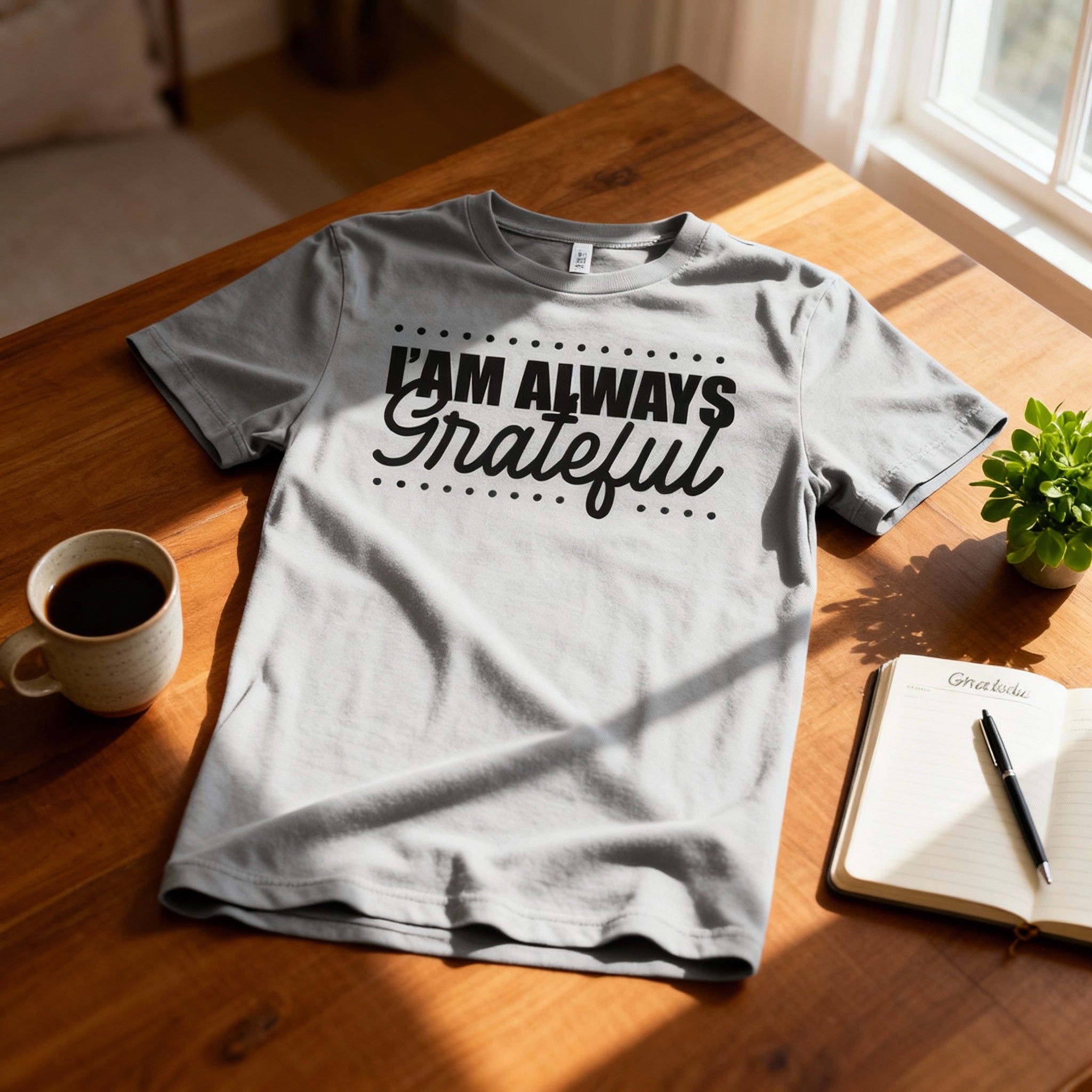 I Am Always Grateful Christian Unisex T Shirt With Script Grateful Typography Design