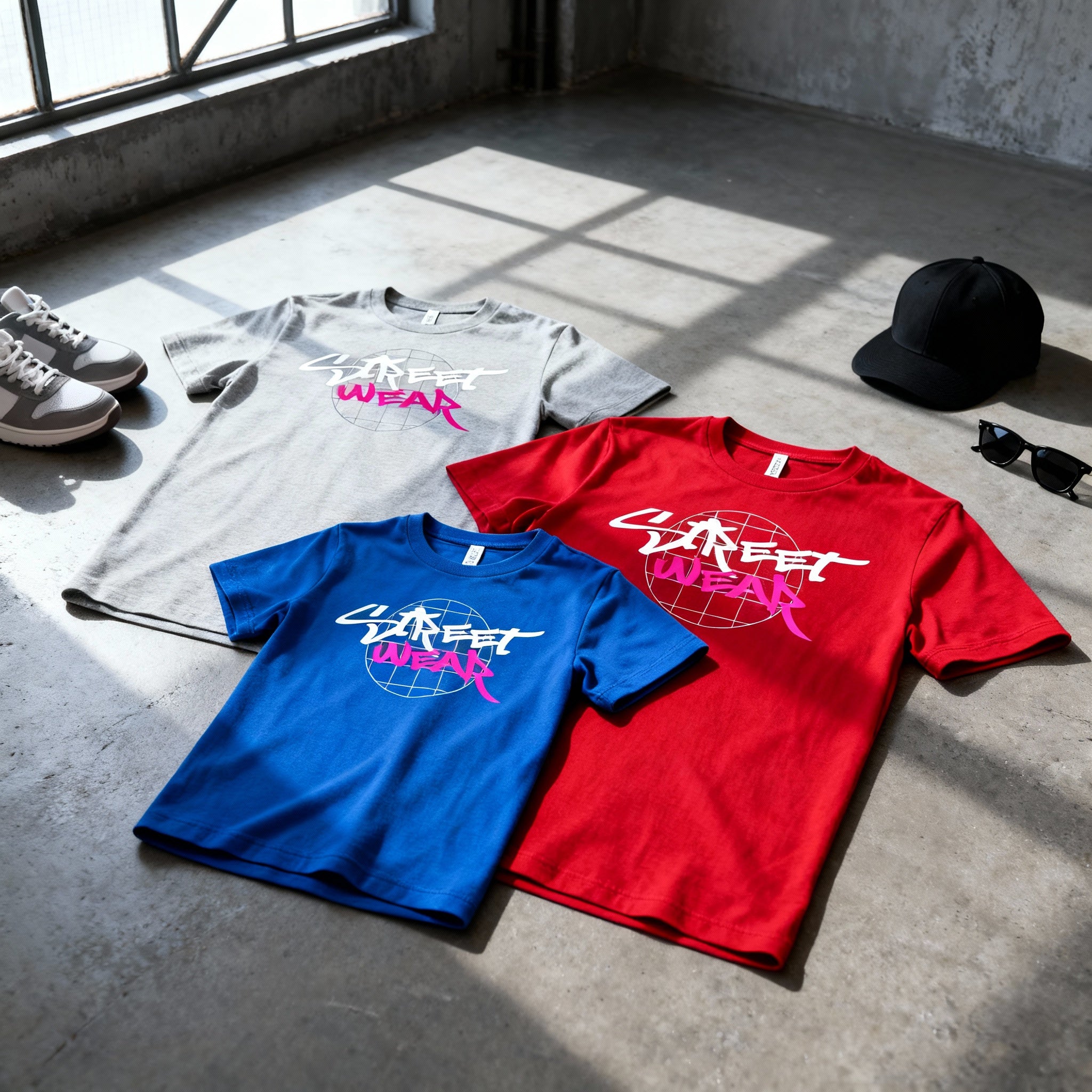 Unisex Streetwear Graphic Tee With Globe Logo And Pink Wear Lettering For Urban Style