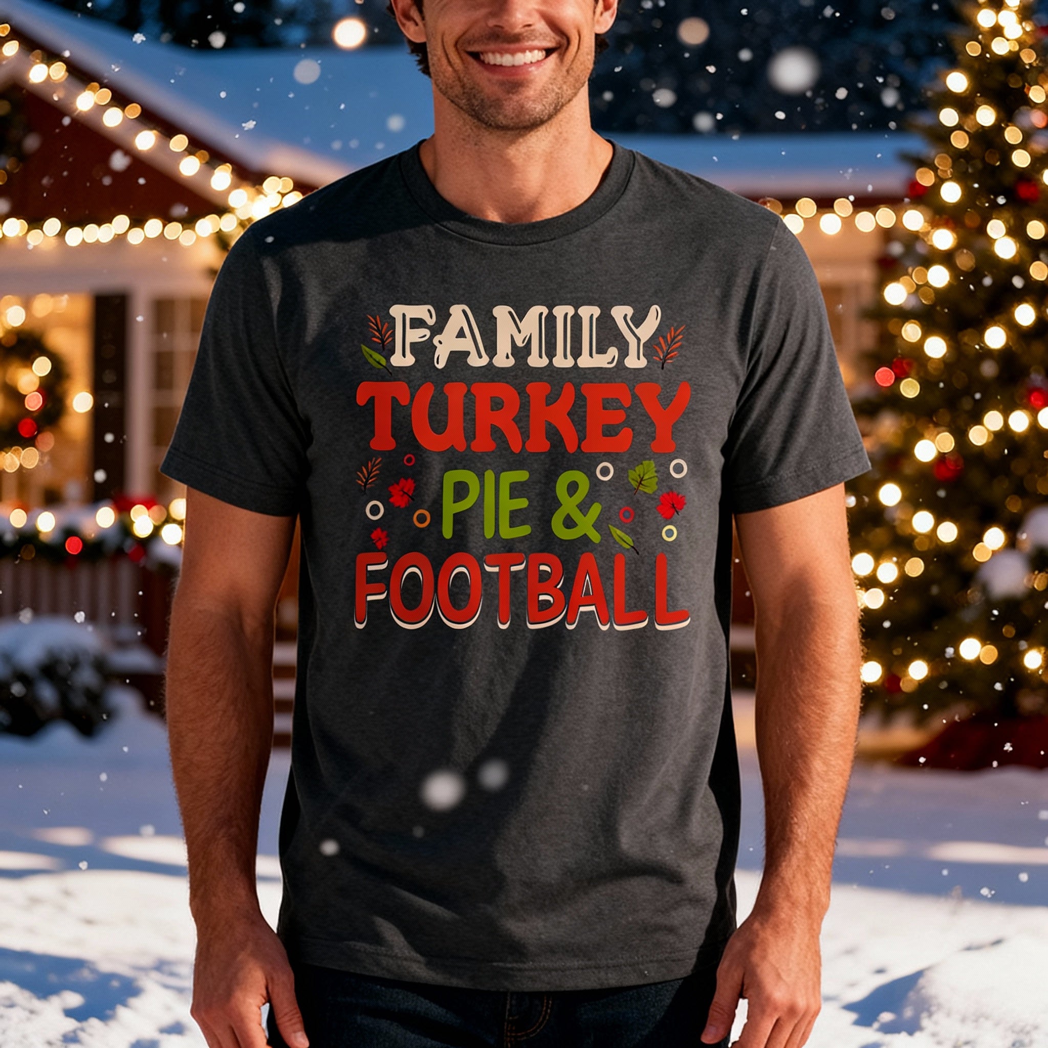 Thanksgiving Family Turkey Pie And Football Unisex T Shirt Casual Holiday Apparel