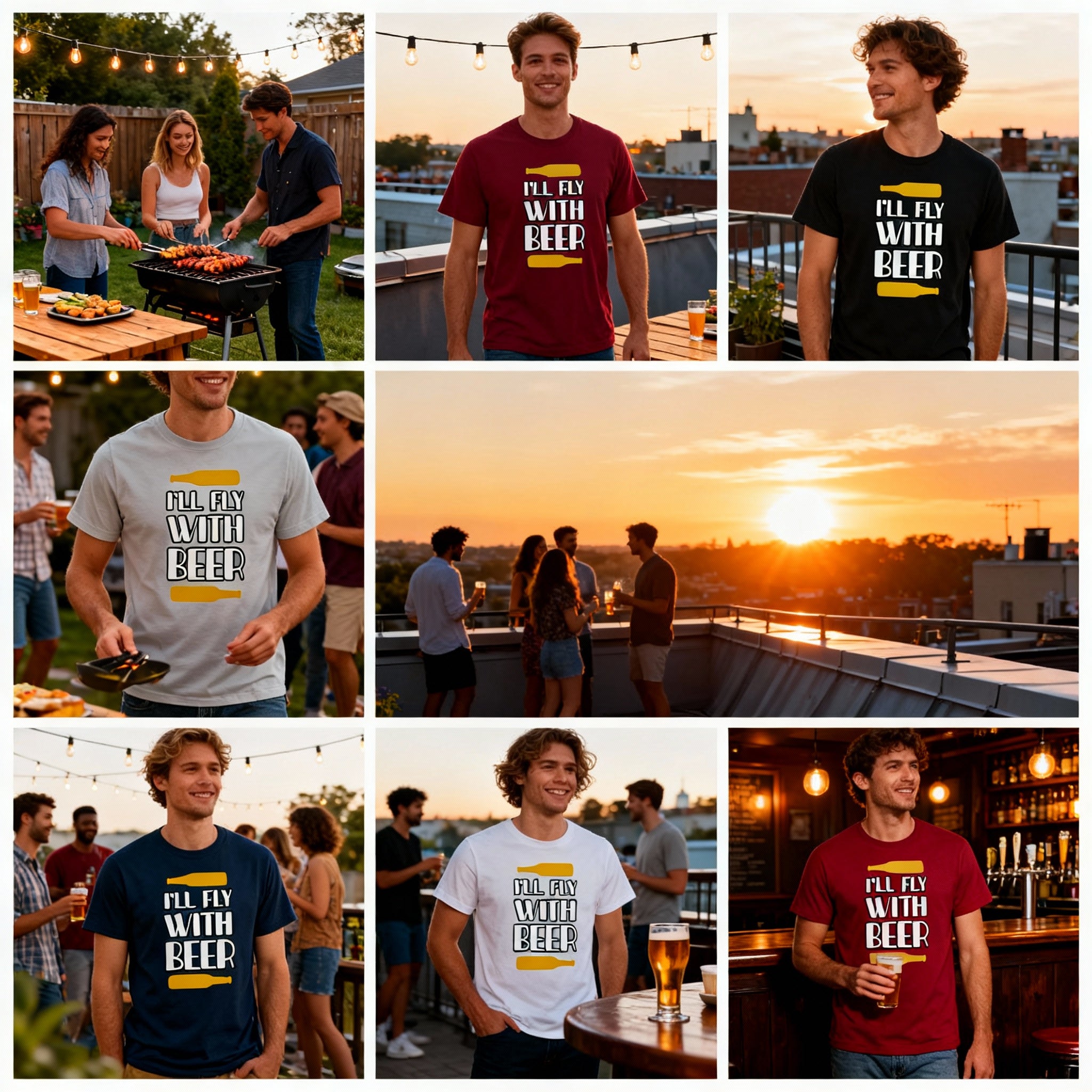 Unisex Beer Graphic T Shirt With Bottle Illustrations Printed Front I Will Fly With Beer