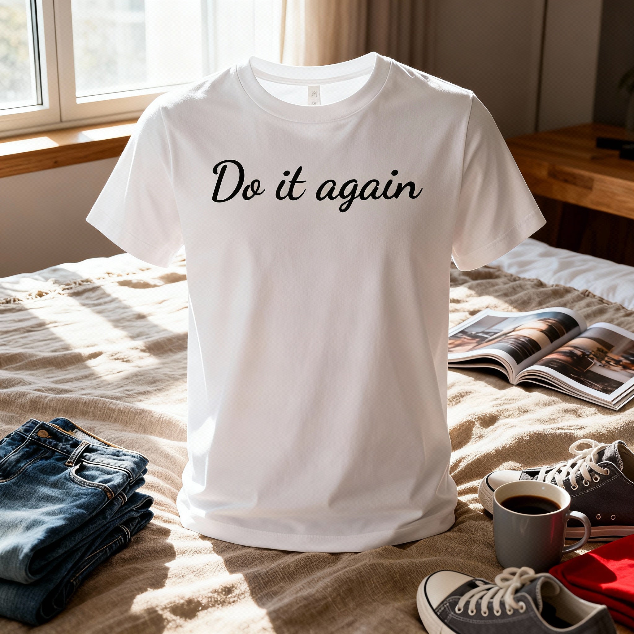 Unisex Christian Do It Again Graphic T Shirt With Script Font Inspirational Quote Tee