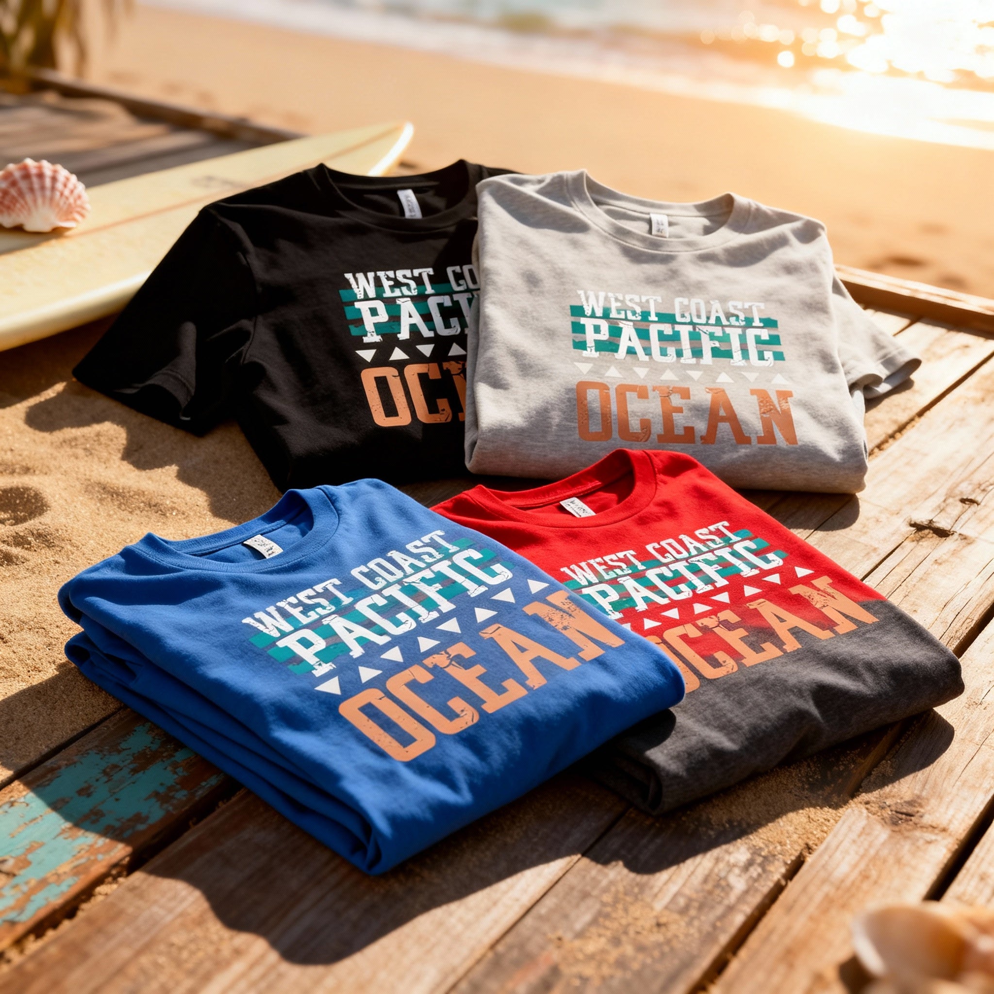 West Coast Pacific Ocean Graphic T Shirt For Men And Women With Distressed Print