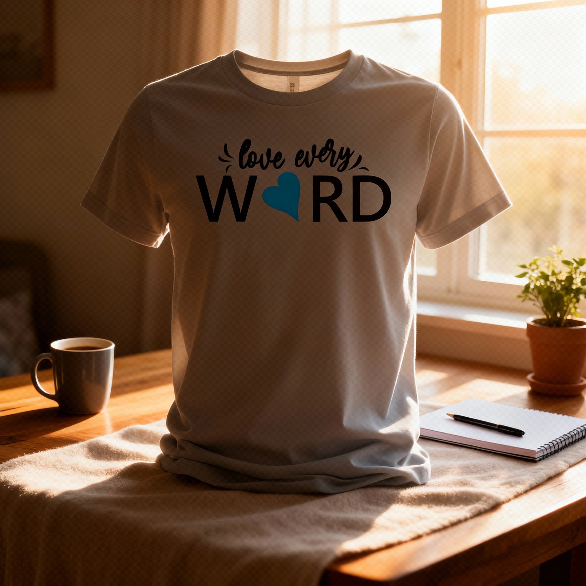 Love Every Word Christian Unisex T Shirt With Heart Accent Typography Design For Believers