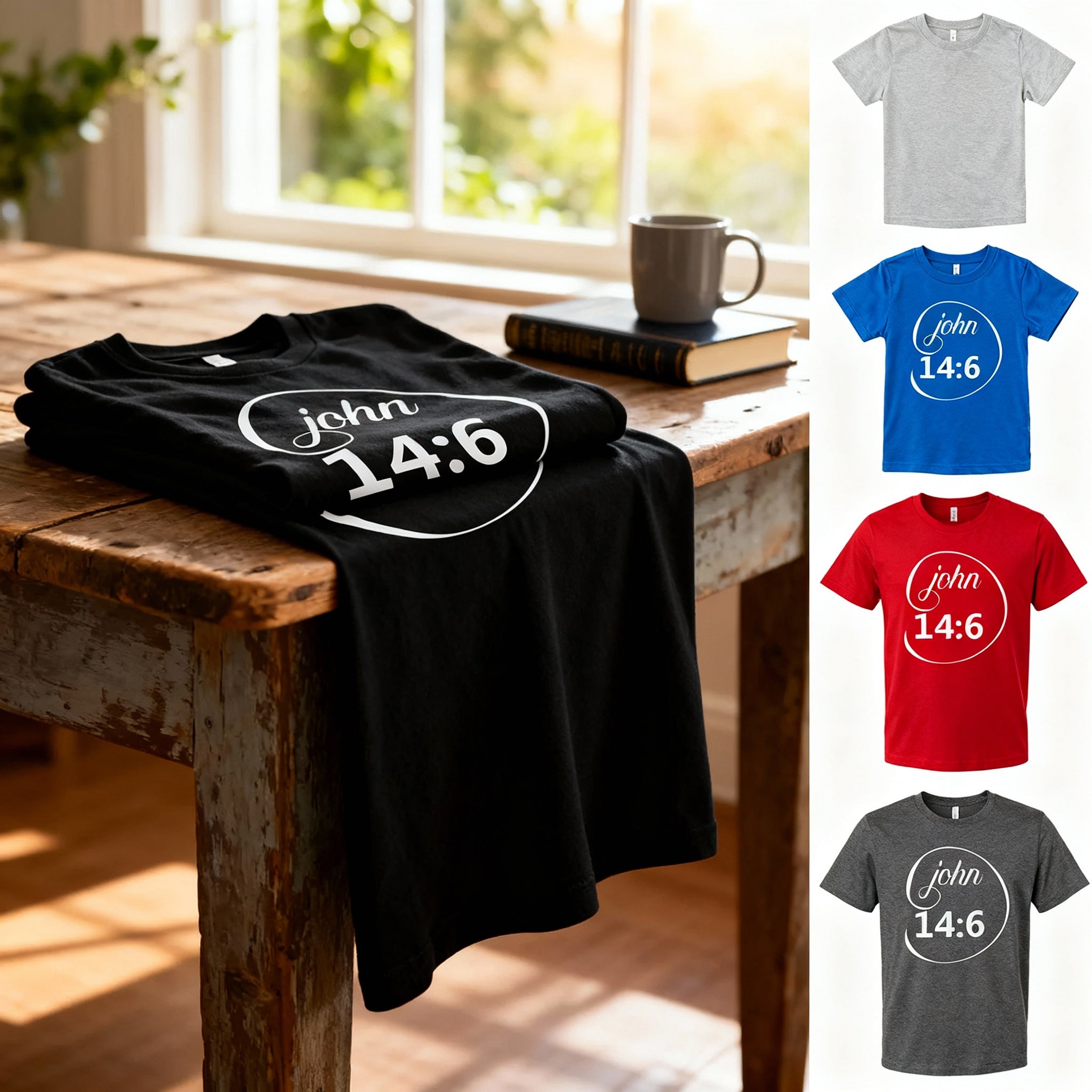 Unisex Christian T Shirt Featuring John 14:6 Scripture Within Circular Graphic Design