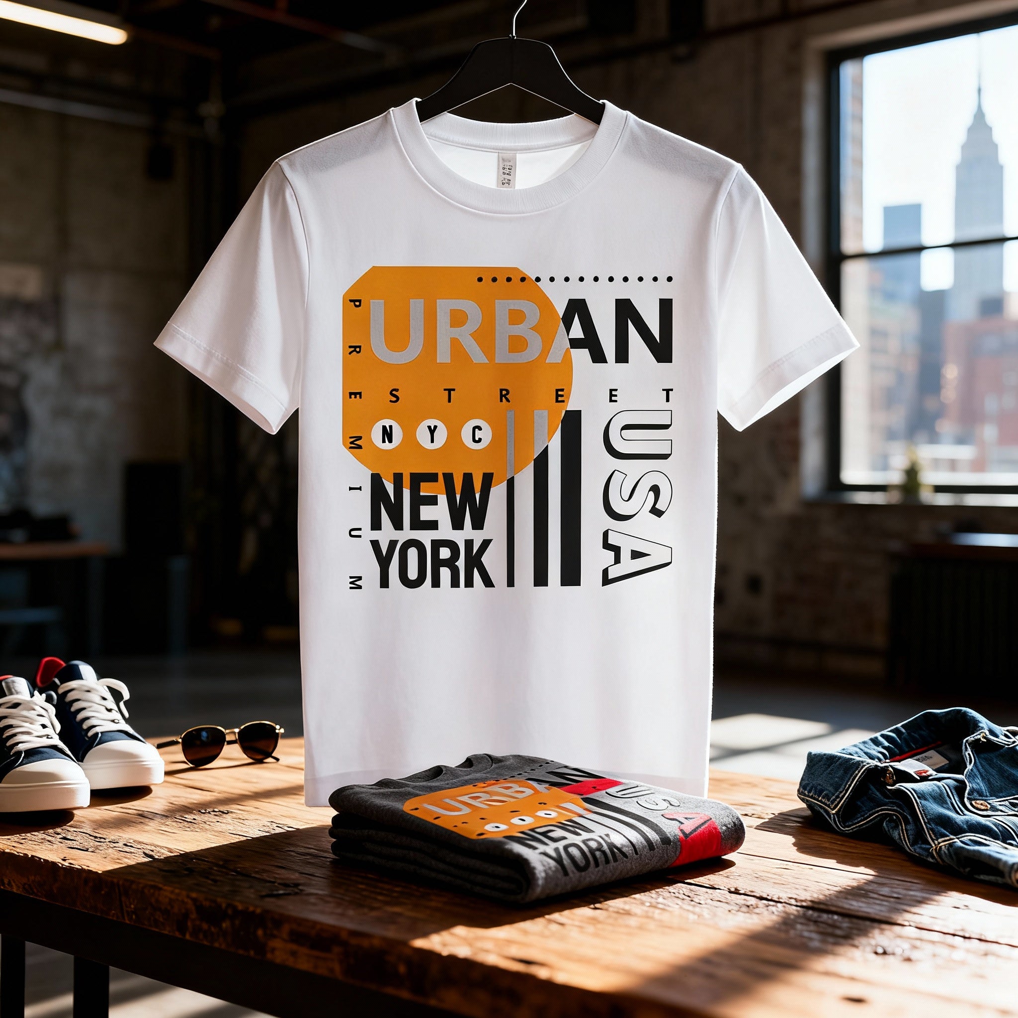 Unisex Urban Street Graphic Tee Featuring New York City Style and USA Emblem Design