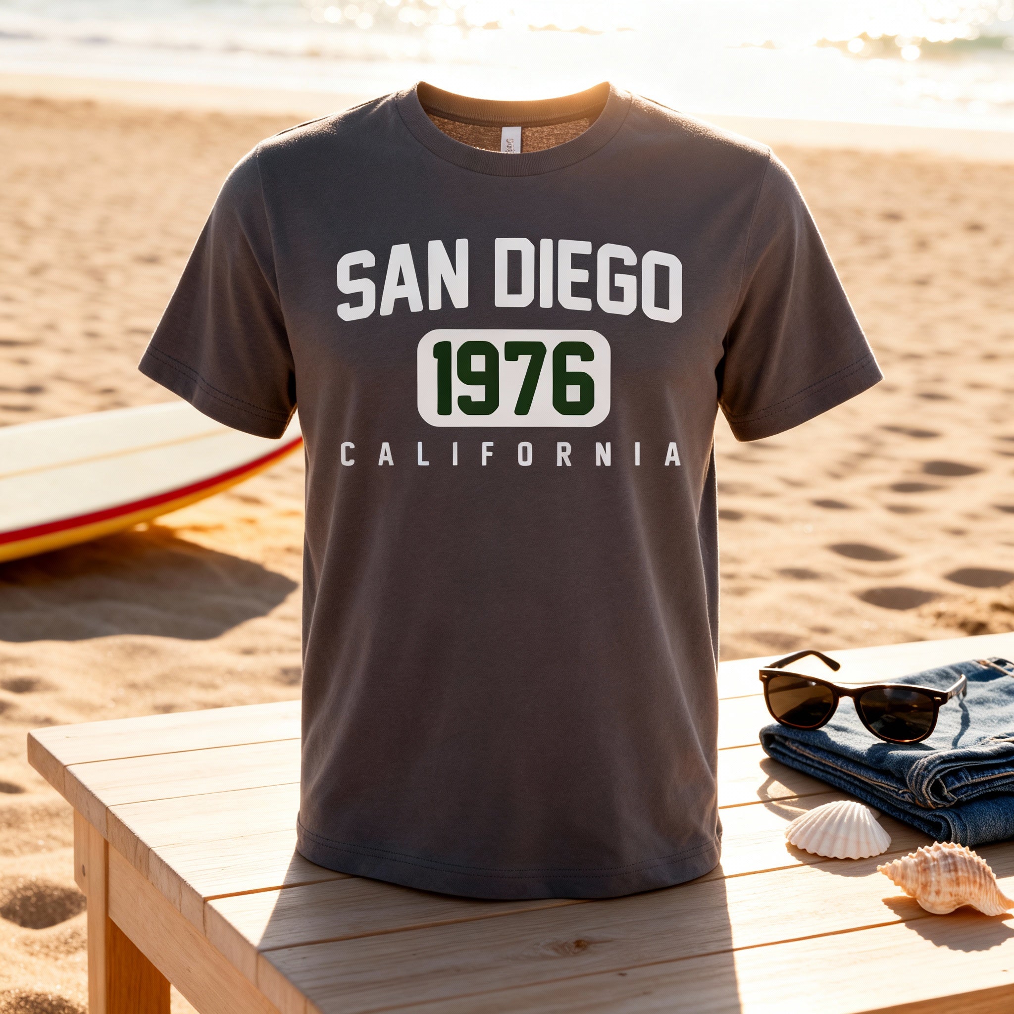 San Diego California 1976 Vintage Graphic Tee Unisex Short Sleeve Cotton T Shirt Classic