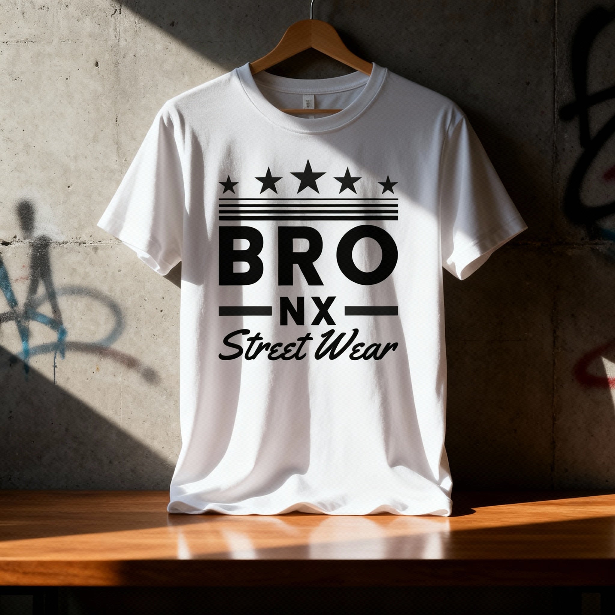 Urban Unisex Streetwear Graphic Tee With BRO NX Logo And Star Emblem For Everyday Style