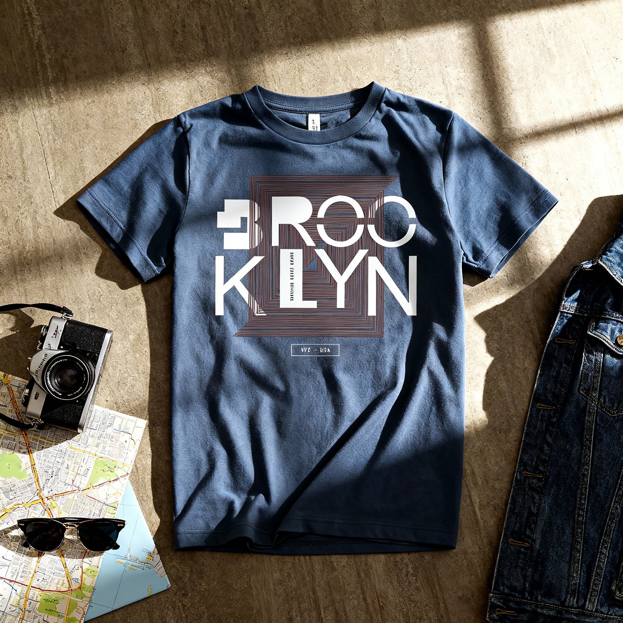 Brooklyn Geometric Square Graphic T Shirt